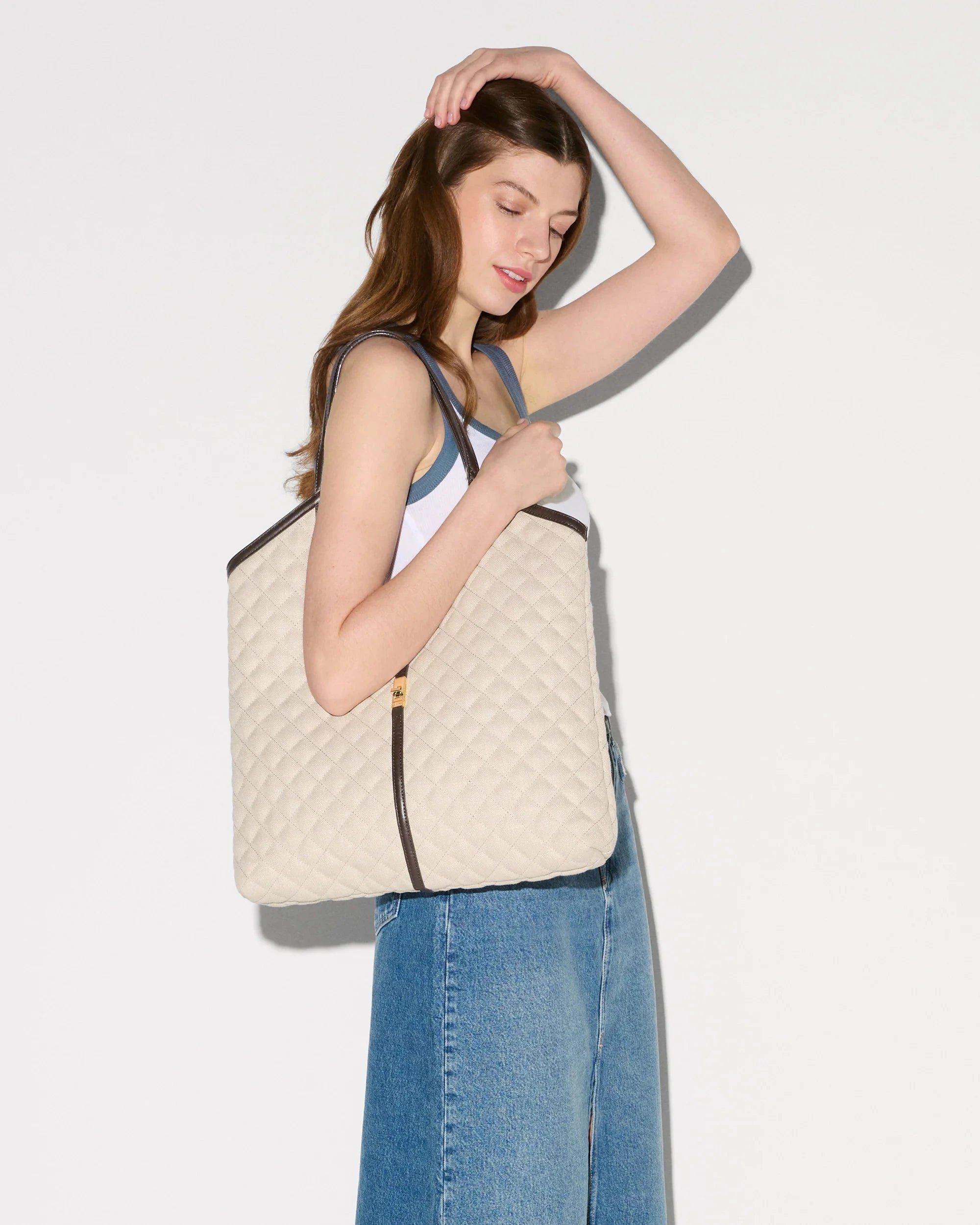 Large Astor Tote Sandy Linen Tote & Satchel MZ Wallace 