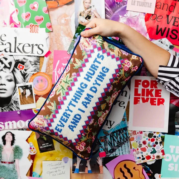 Everything Hurts Needlepoint Pillow Home Decor - Pillows Furbish 