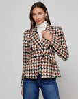 Marie Houndstooth Tweed Blazer Black/Brown/Cream Jackets - Blazers L'Agence 