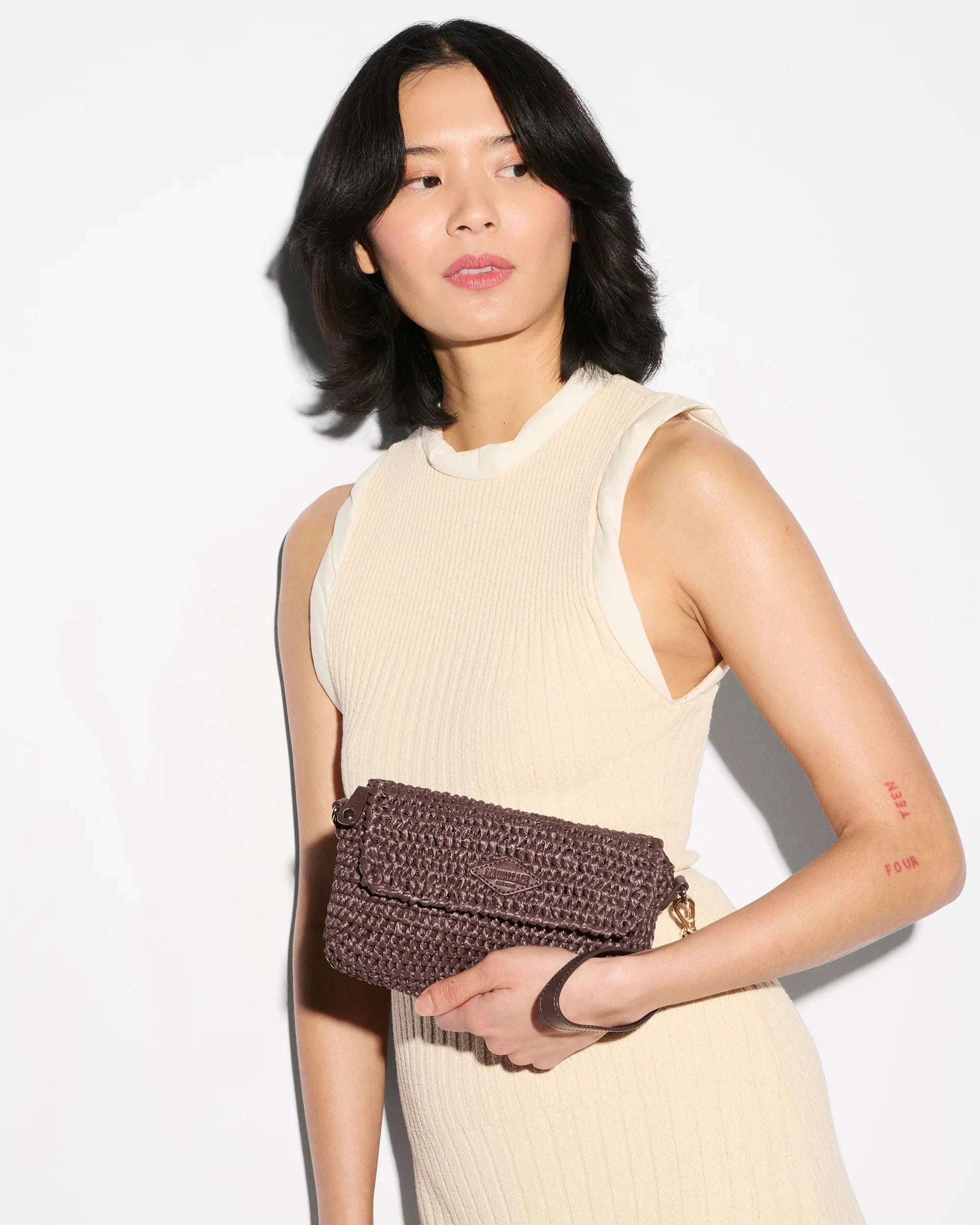 Crochet Convertible Crossbody Brown Crochet Crossbody MZ Wallace 