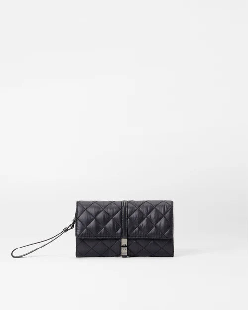 mz wallace Astor Convertible Crossbody Black on a grey background 