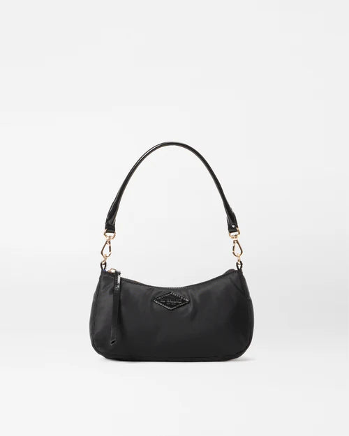 mz wallace Mini Chelsea Shoulder Black on a grey background