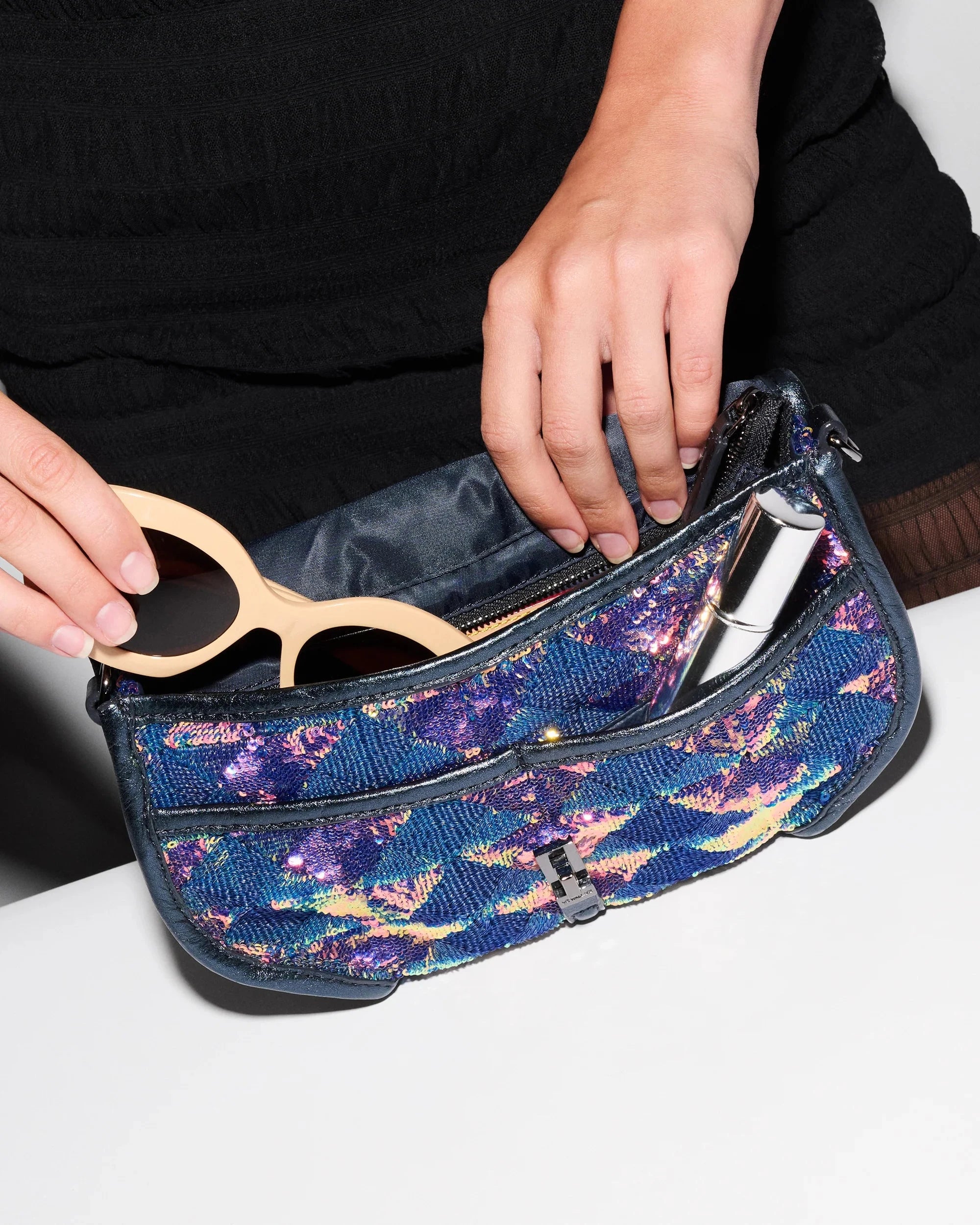 Small Astor Convertible Clutch Aurora Sequin Clutch MZ Wallace 