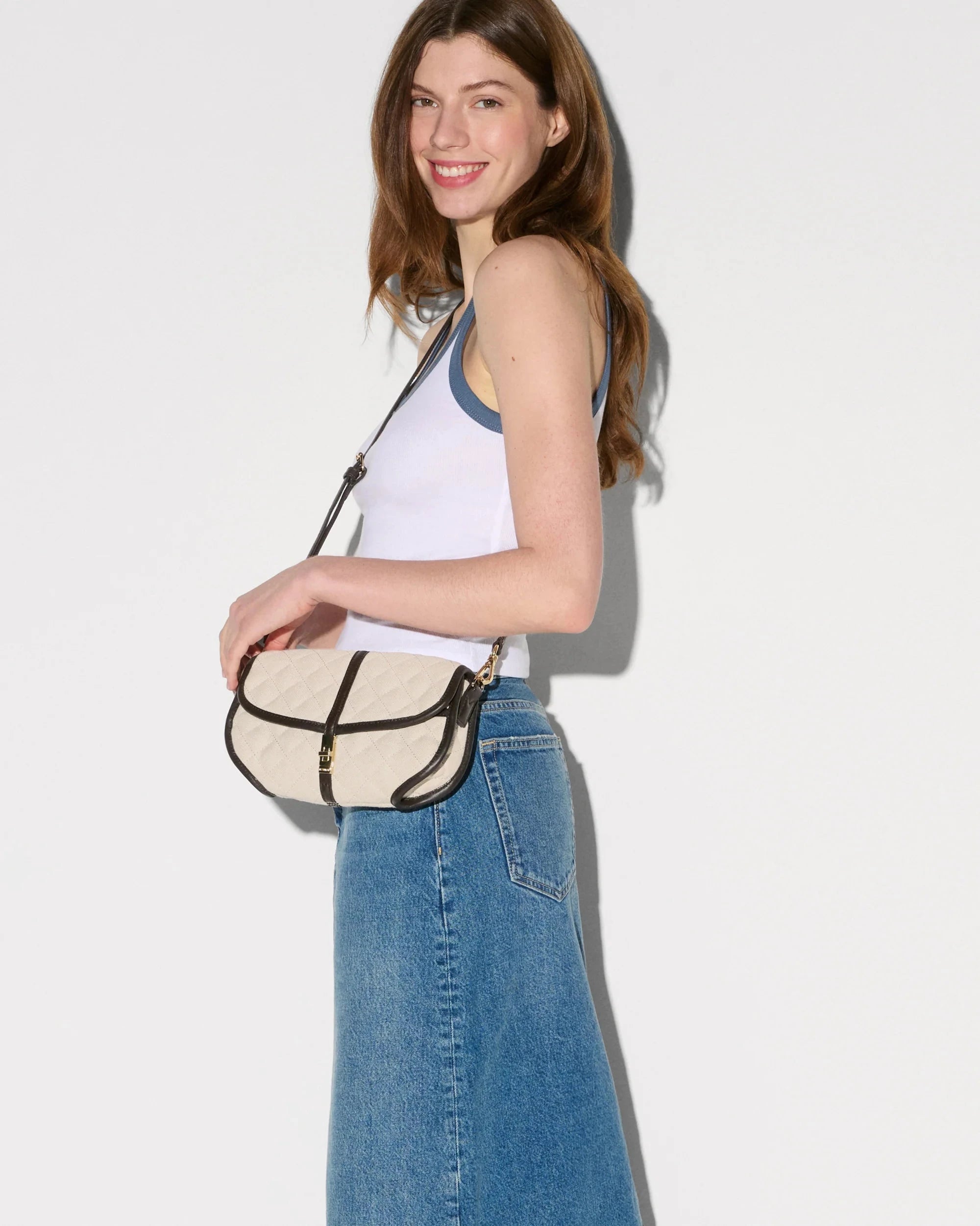 Small Astor Convertible Clutch Sandy Linen Clutch MZ Wallace 