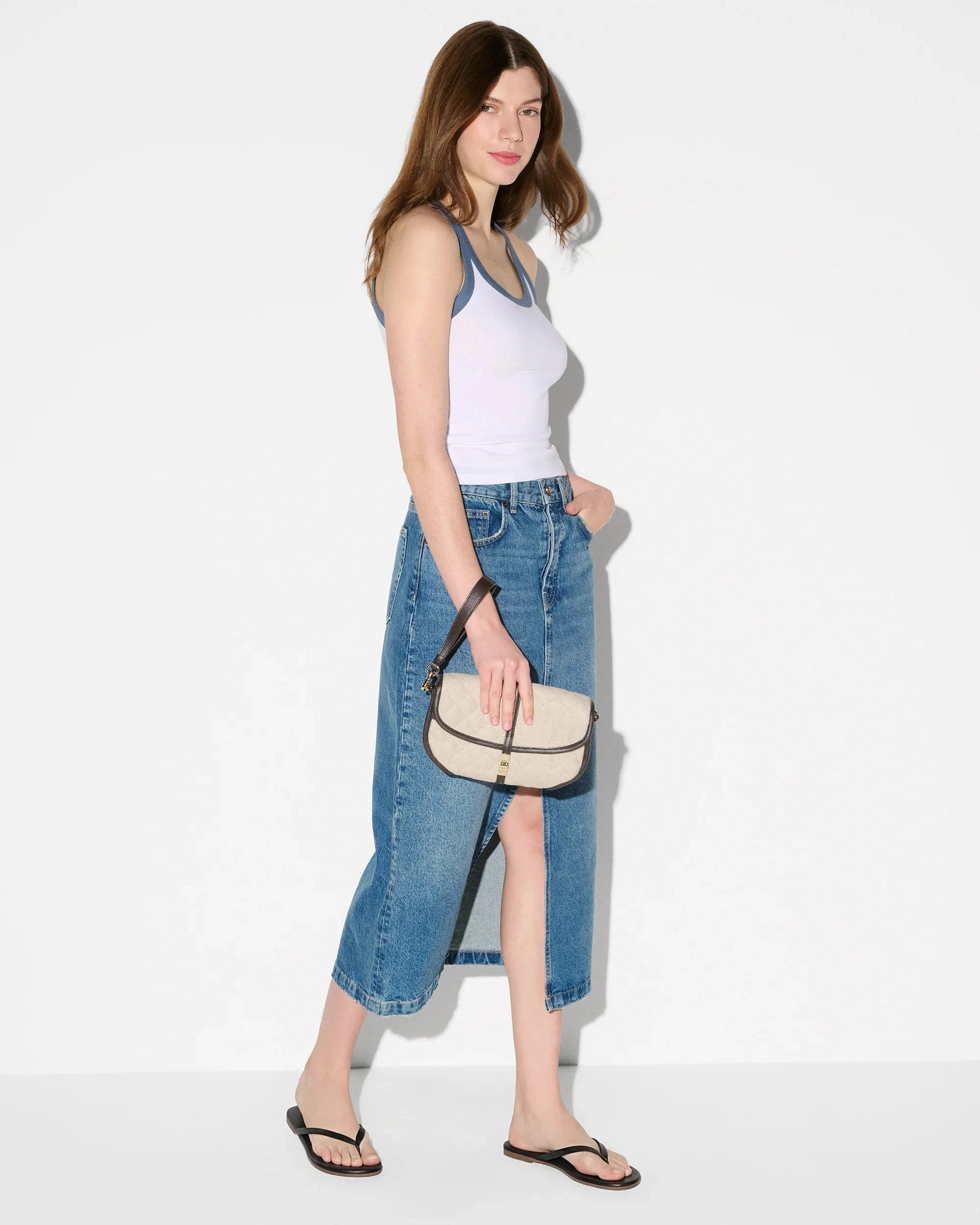 Small Astor Convertible Clutch Sandy Linen Clutch MZ Wallace 