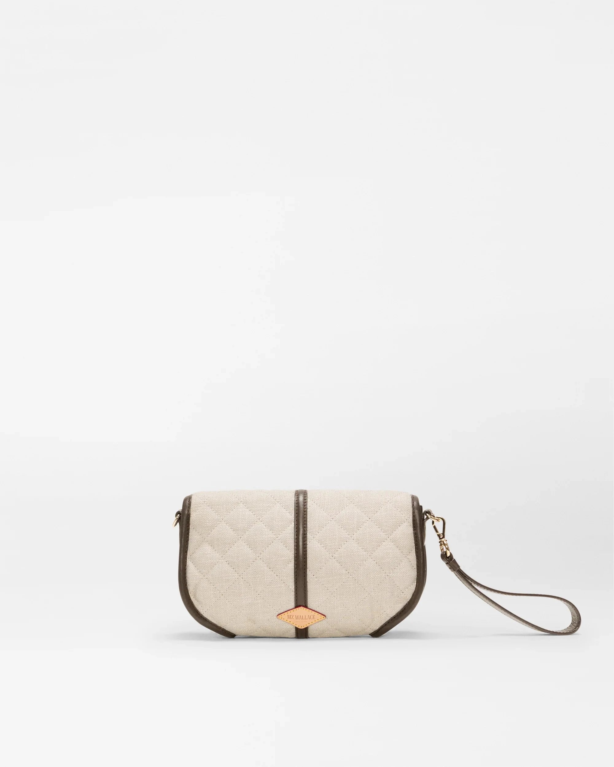 Small Astor Convertible Clutch Sandy Linen Clutch MZ Wallace 