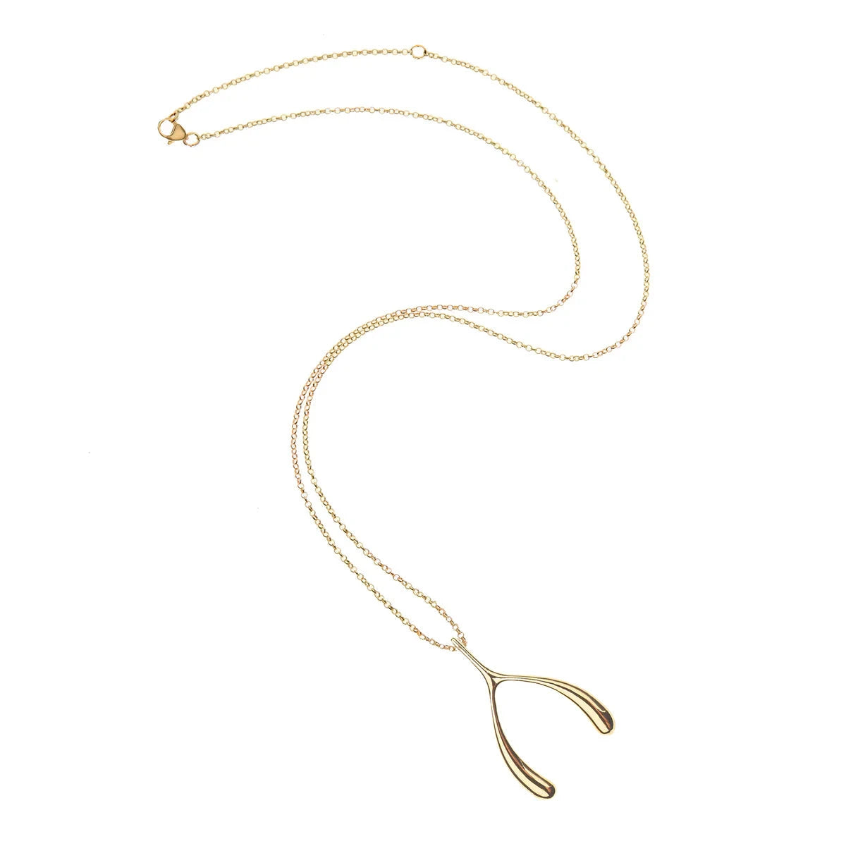 Lucky Gold Wishbone Pendant 18-20" Adjustable Delicate Chain Necklaces Jane Win 