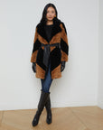 Zoya Belted Faux Fur Coat Black/Biscotti