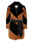 Zoya Belted Faux Fur Coat Black/Biscotti