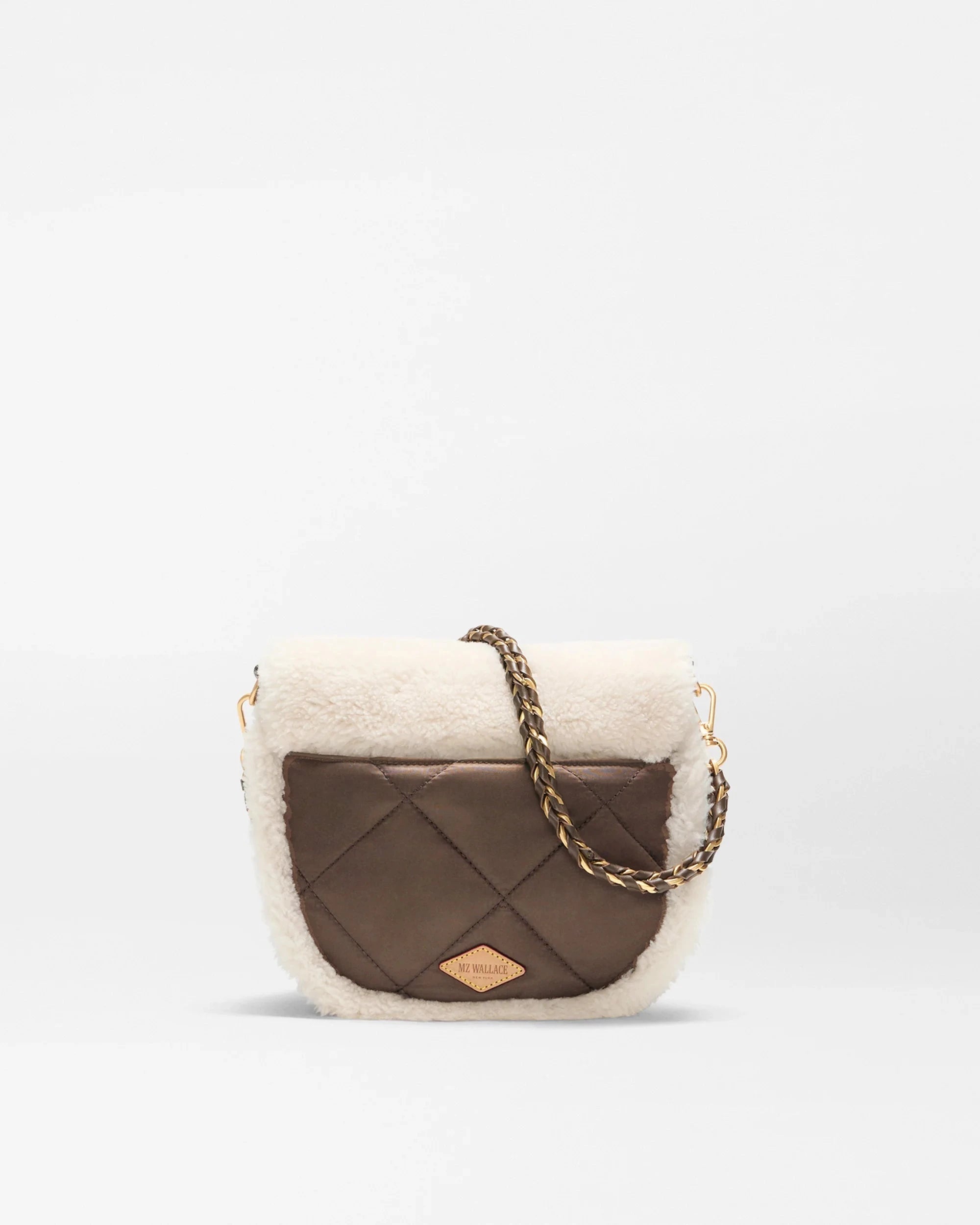 Crosby Lock Saddle Shearling/Walnut Crossbody MZ Wallace 