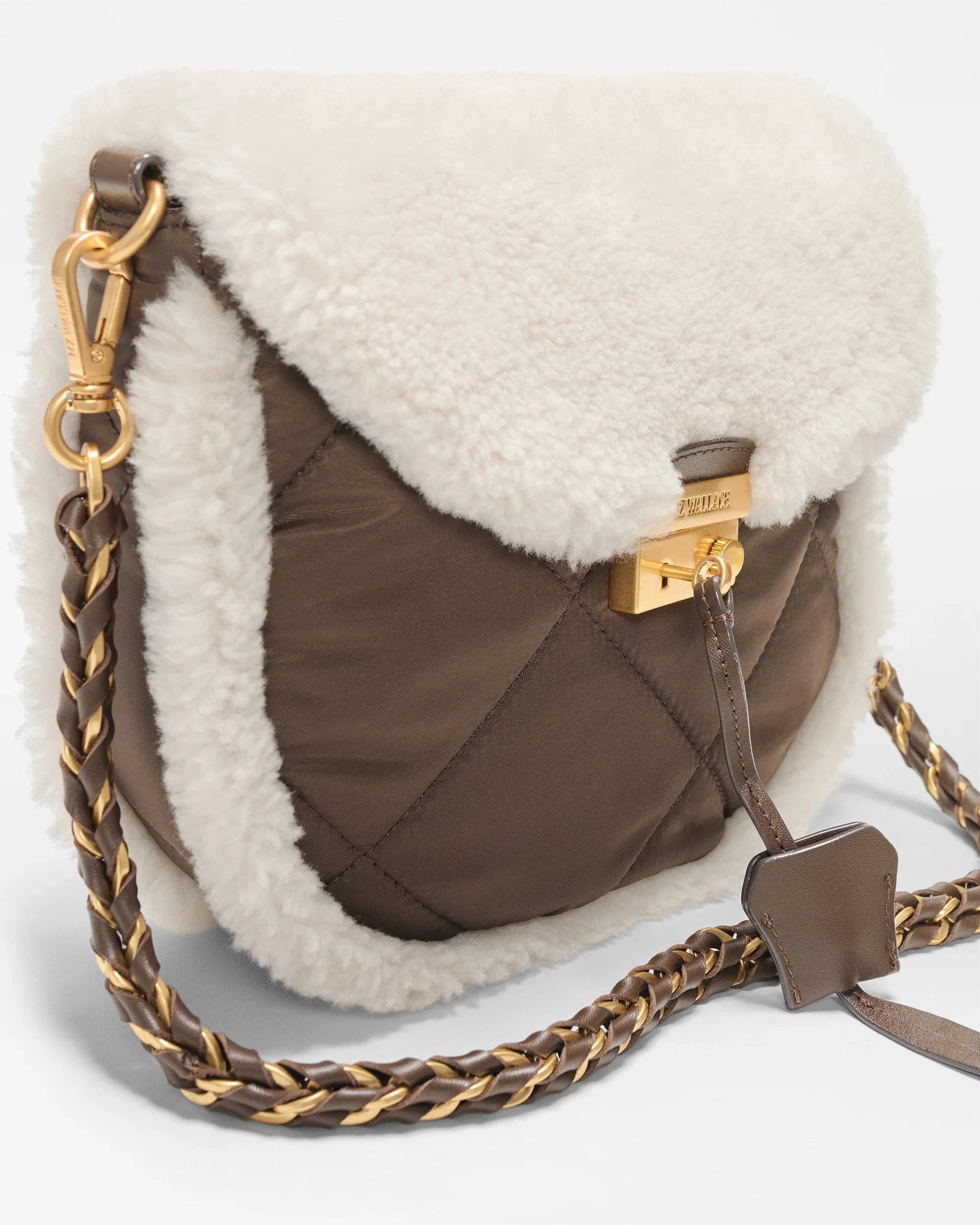 Crosby Lock Saddle Shearling/Walnut Crossbody MZ Wallace 