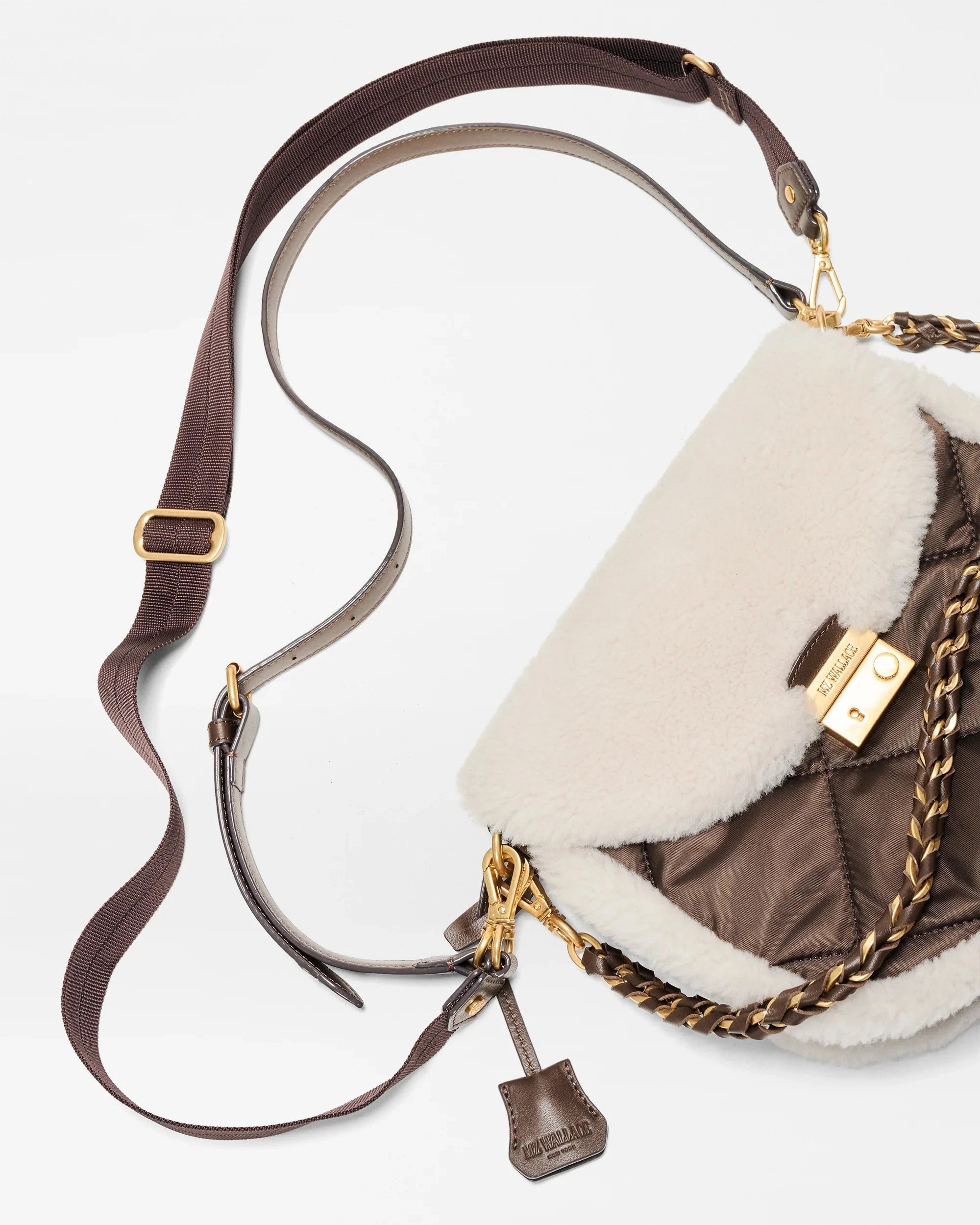 Crosby Lock Saddle Shearling/Walnut Crossbody MZ Wallace 