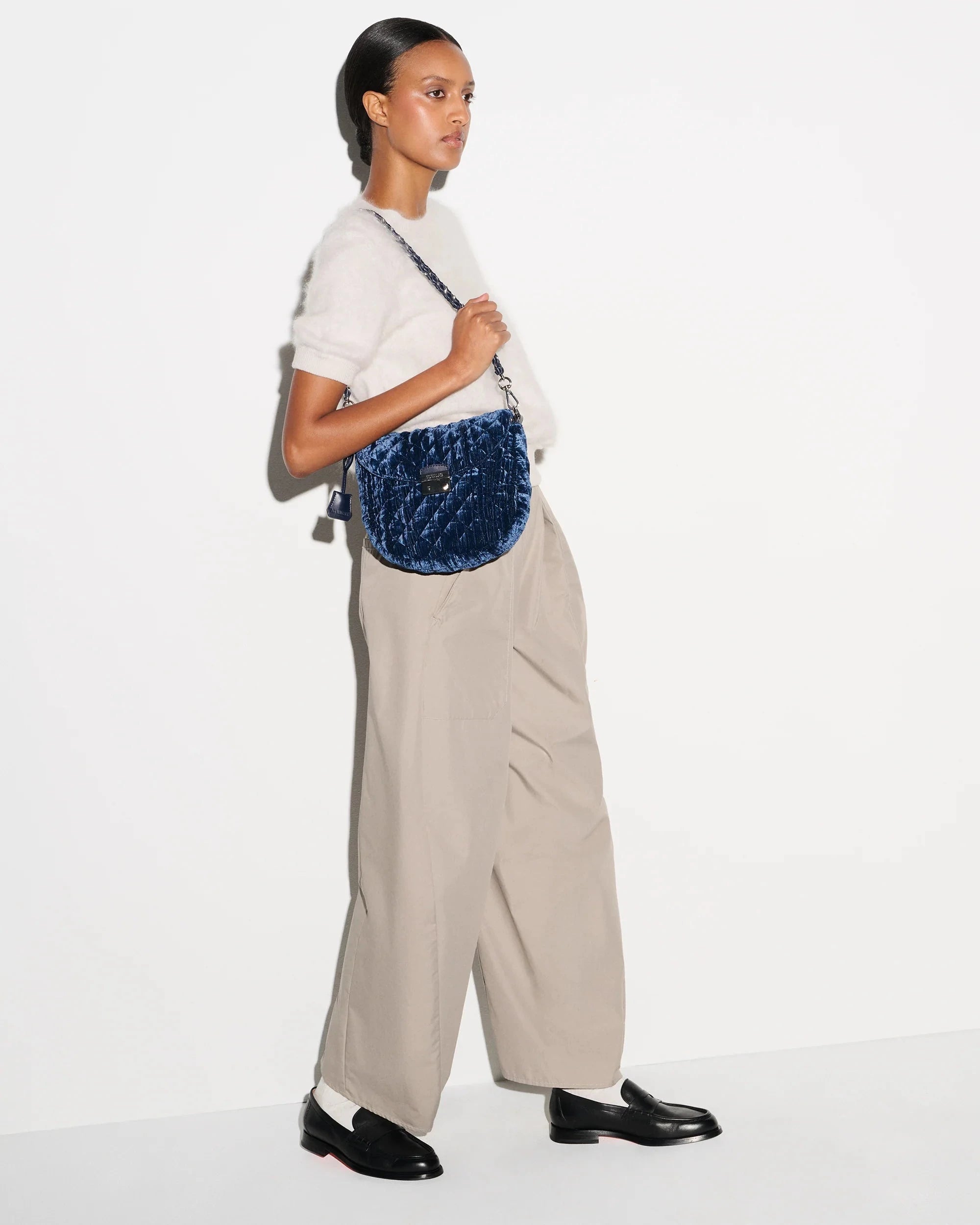 Crosby Lock Saddle Midnight Velvet Crossbody MZ Wallace 