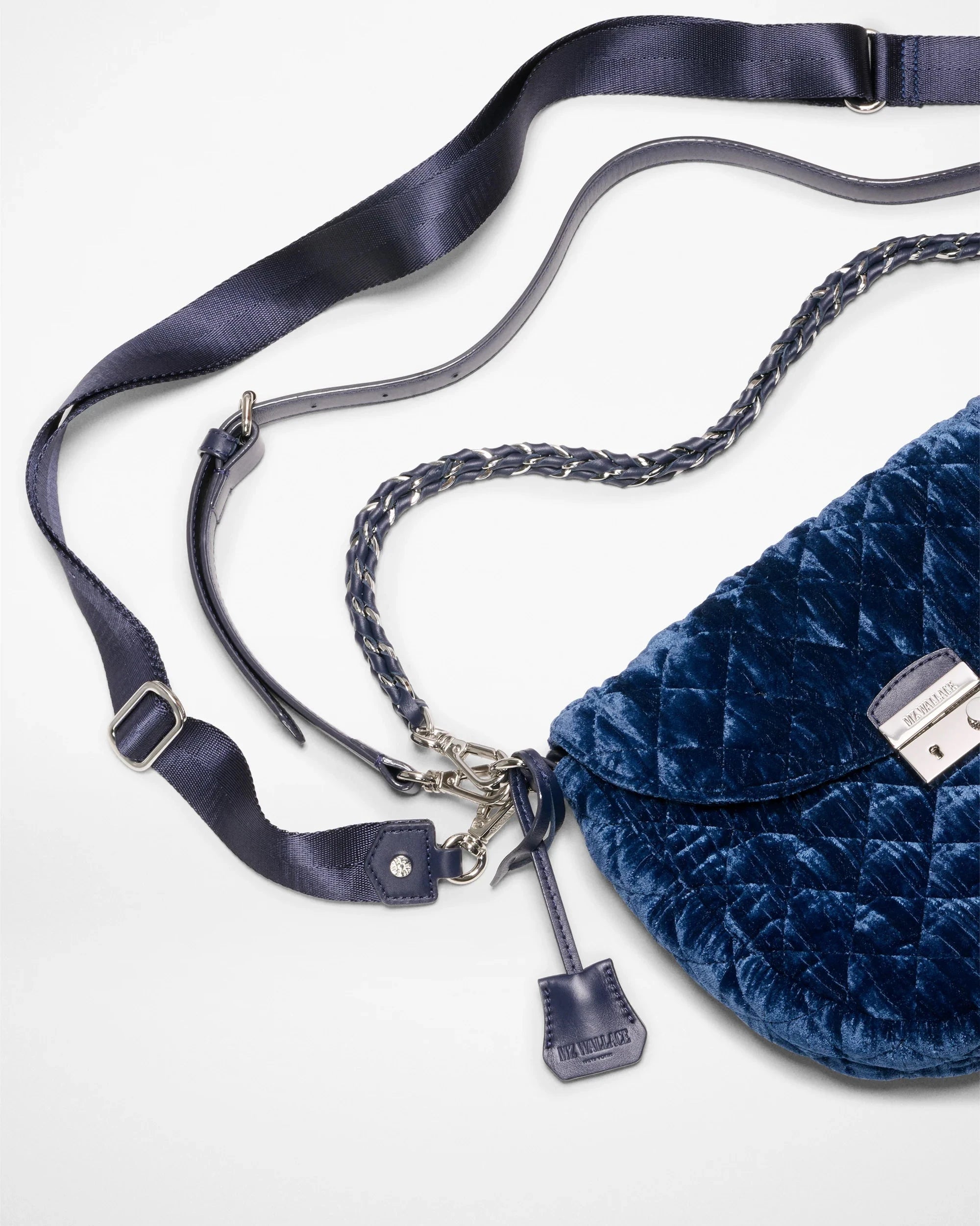 Crosby Lock Saddle Midnight Velvet Crossbody MZ Wallace 