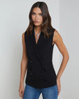 Aldora Double Breasted Vest Black Tops - Blouses L'Agence 