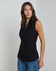 Aldora Double Breasted Vest Black Tops - Blouses L'Agence 