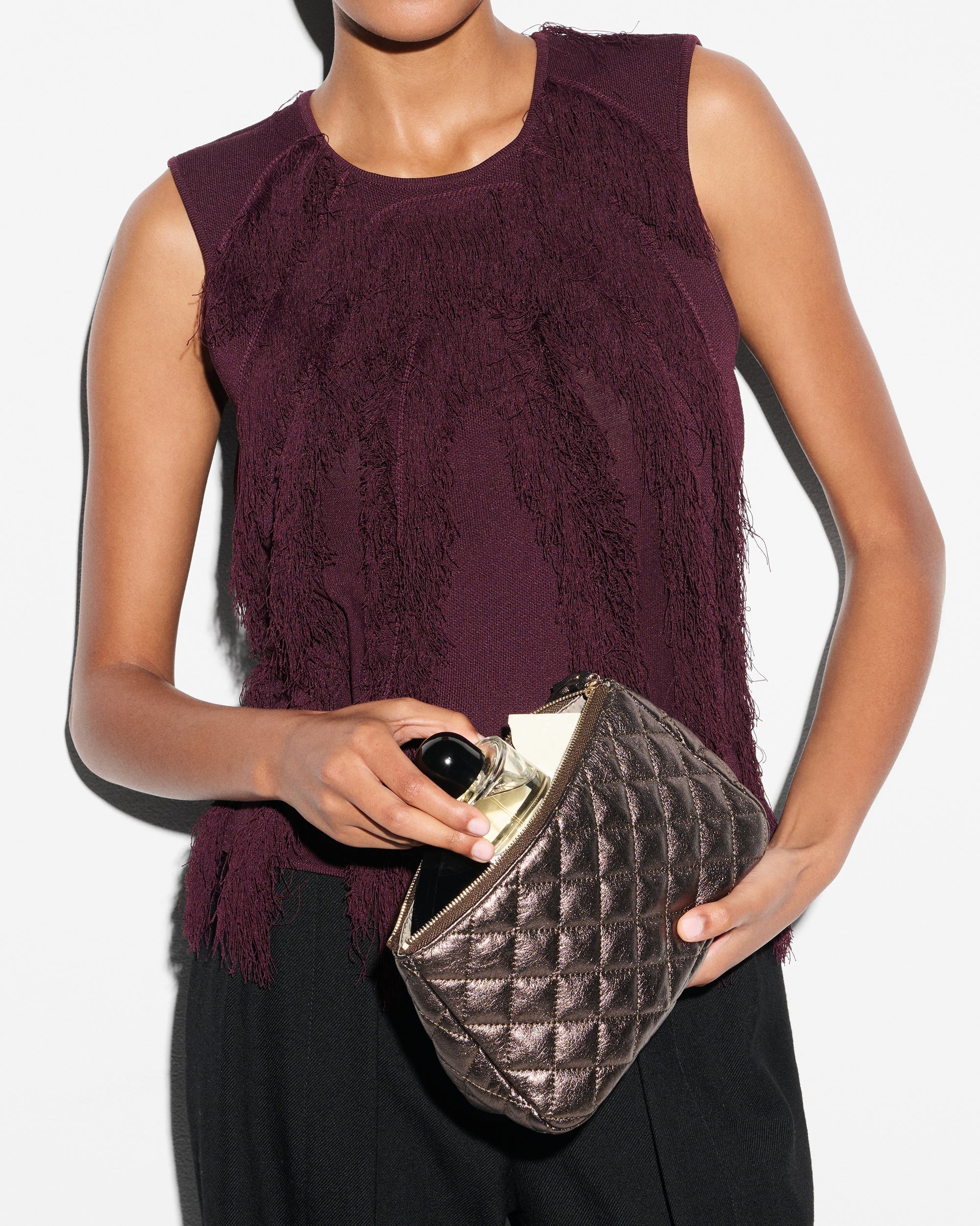 Medium Luna Cosmetic Espresso Metallic Leather Cosmetic MZ Wallace 