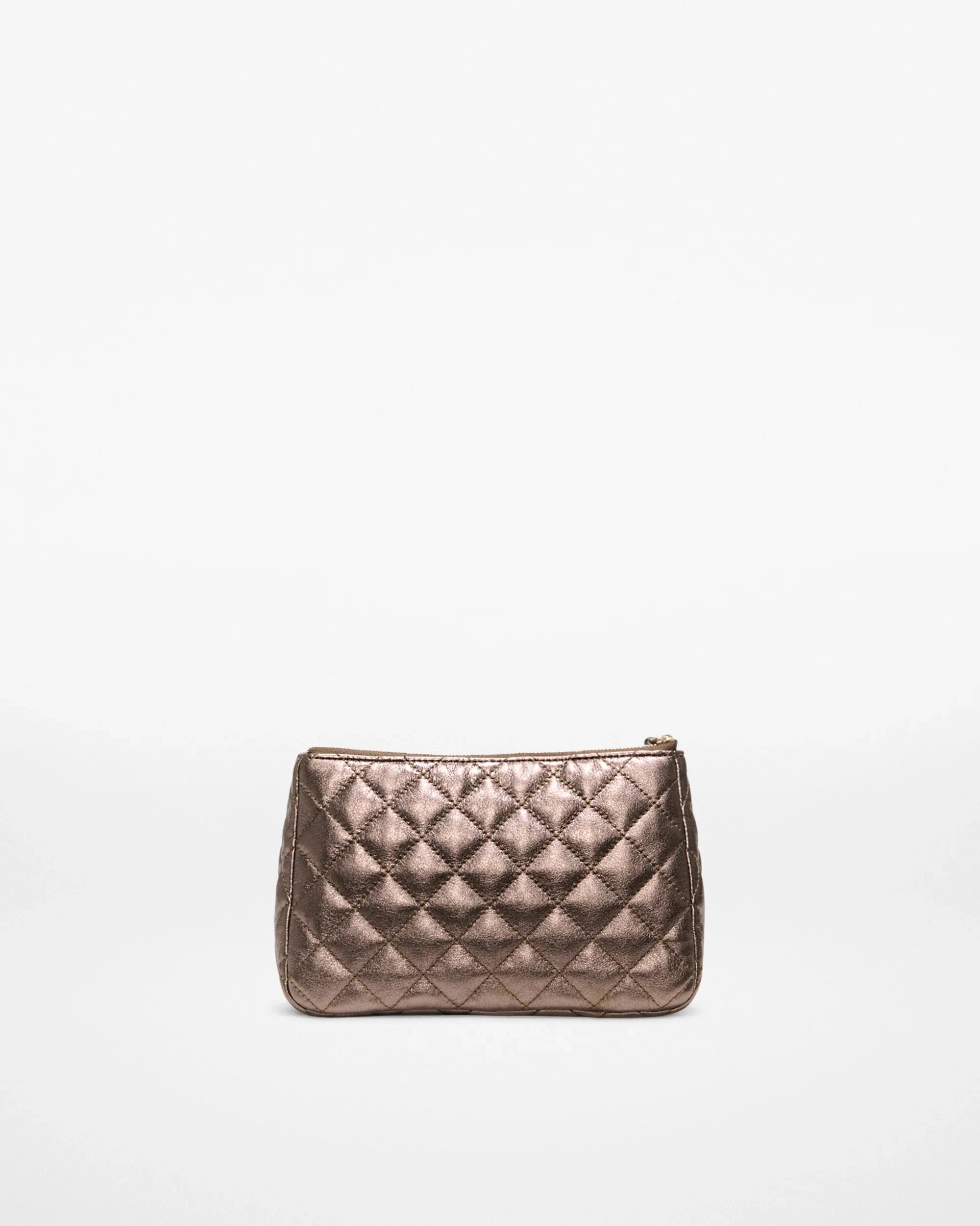 Medium Luna Cosmetic Espresso Metallic Leather Cosmetic MZ Wallace 