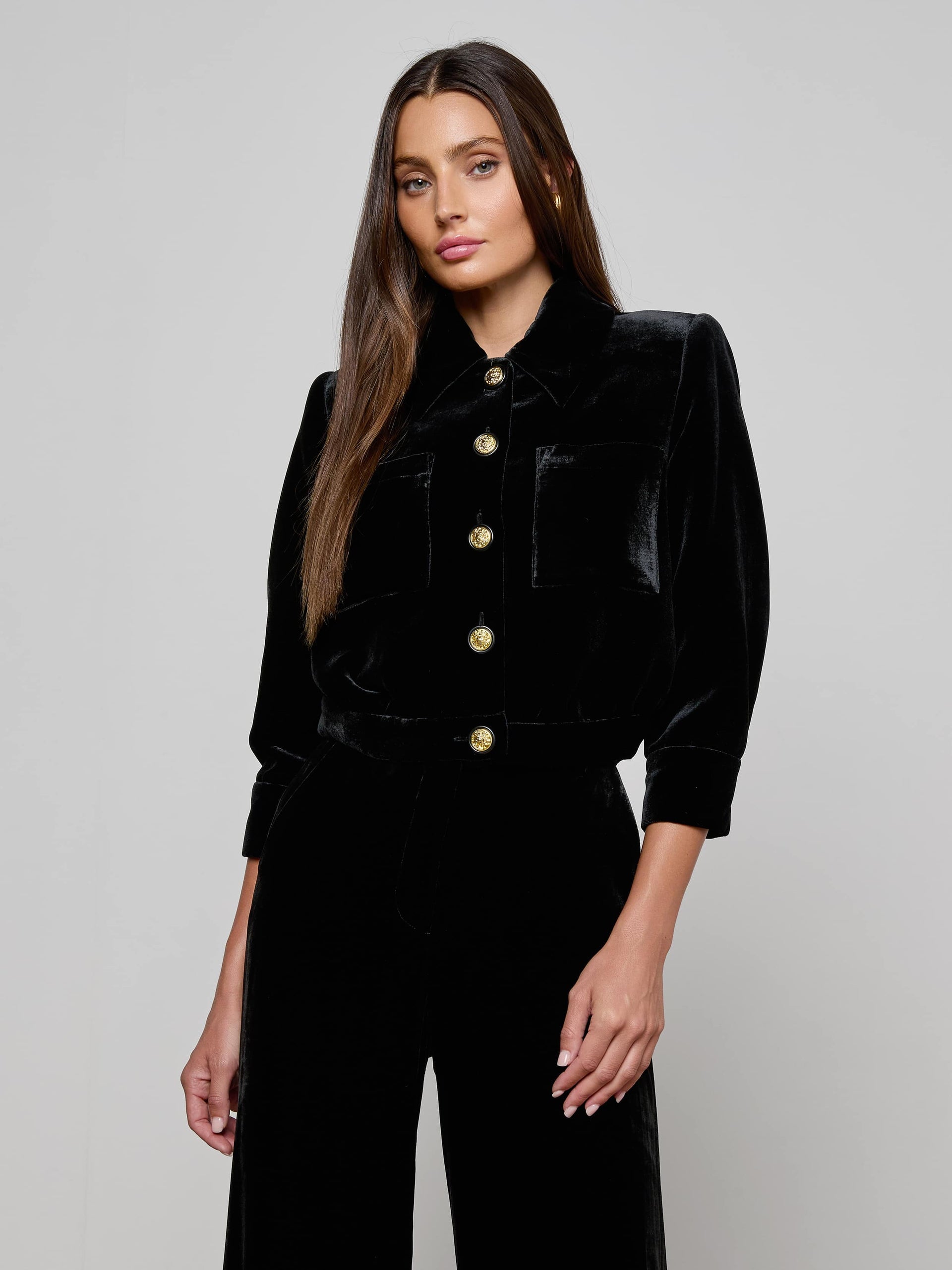 Jia Velvet Jacket Black Outerwear - Longsleeve L'Agence 