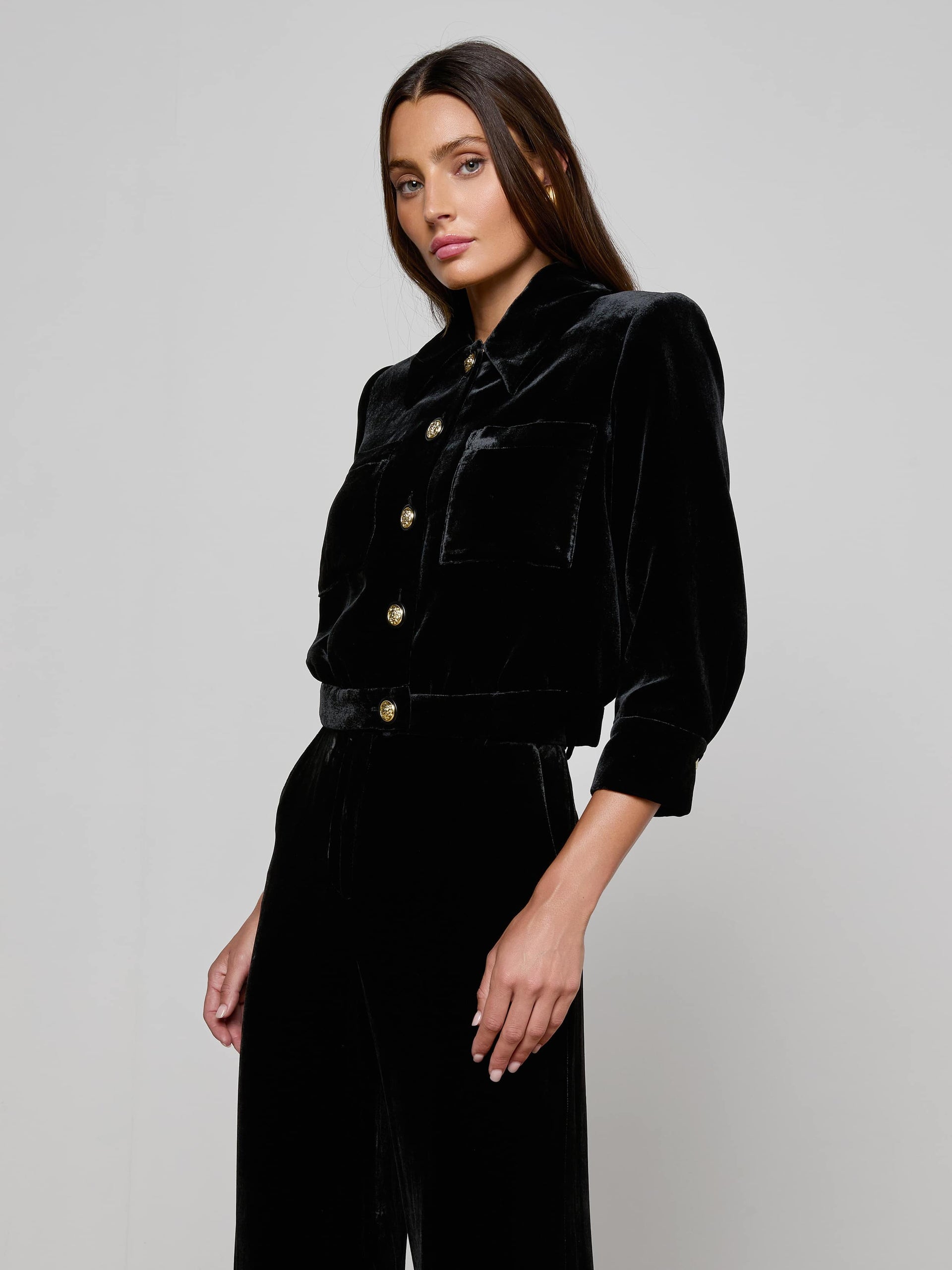 Jia Velvet Jacket Black Outerwear - Longsleeve L'Agence 