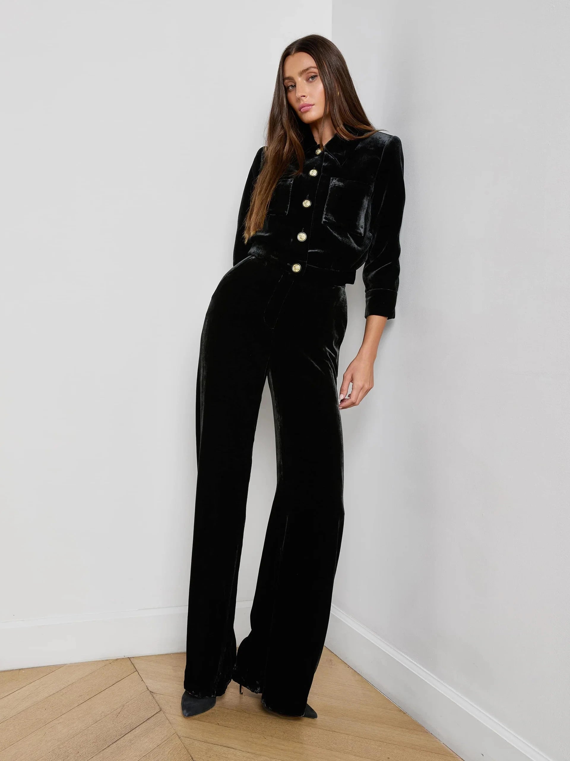 Jia Velvet Jacket Black Outerwear - Longsleeve L'Agence 