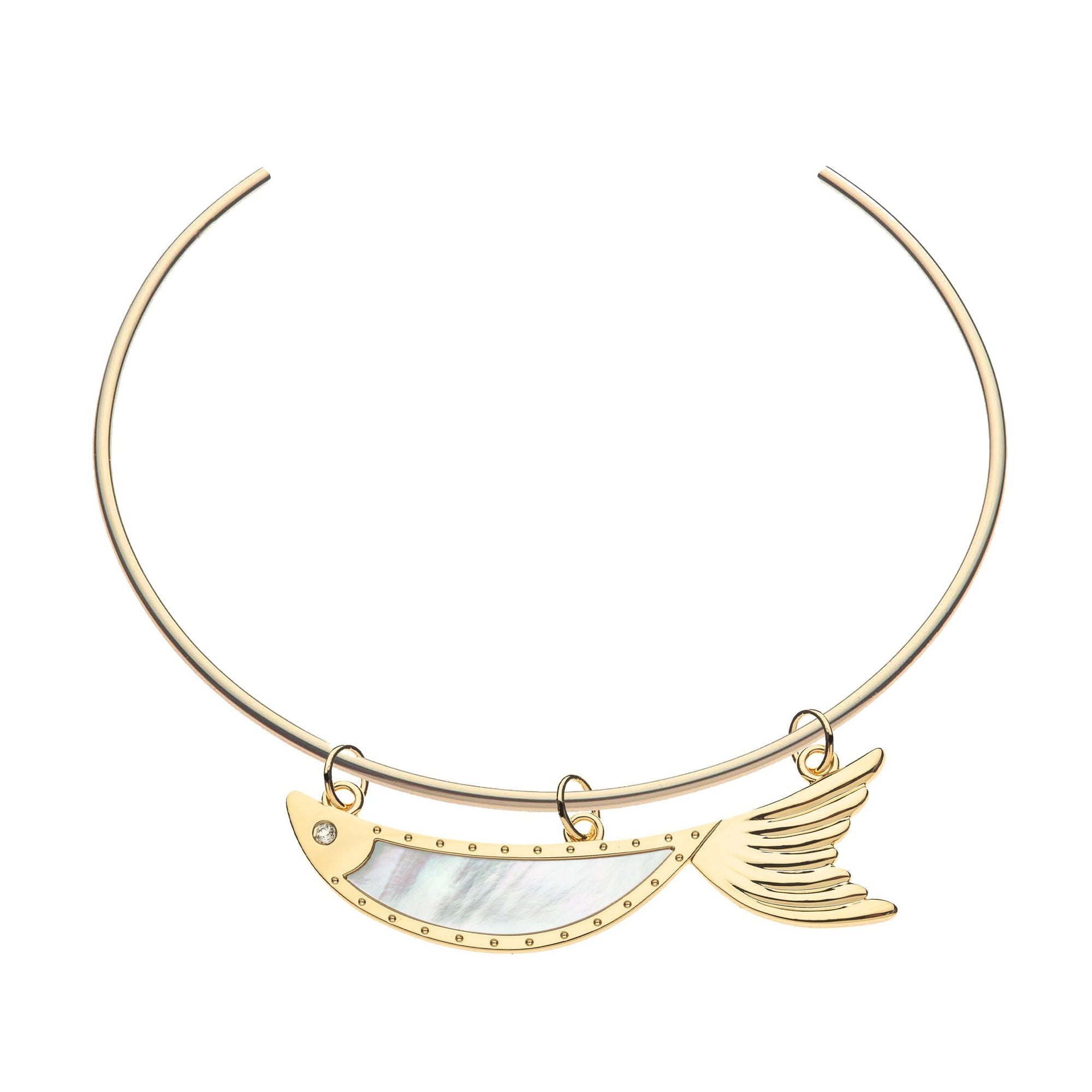 Strong Keep Swimming Fish Pendant Mother of Pearl Necklaces Jane Win 