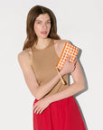 Flat Metro Wristlet Sunset Orange Gingham Wallets MZ Wallace 
