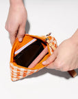 Flat Metro Wristlet Sunset Orange Gingham Wallets MZ Wallace 
