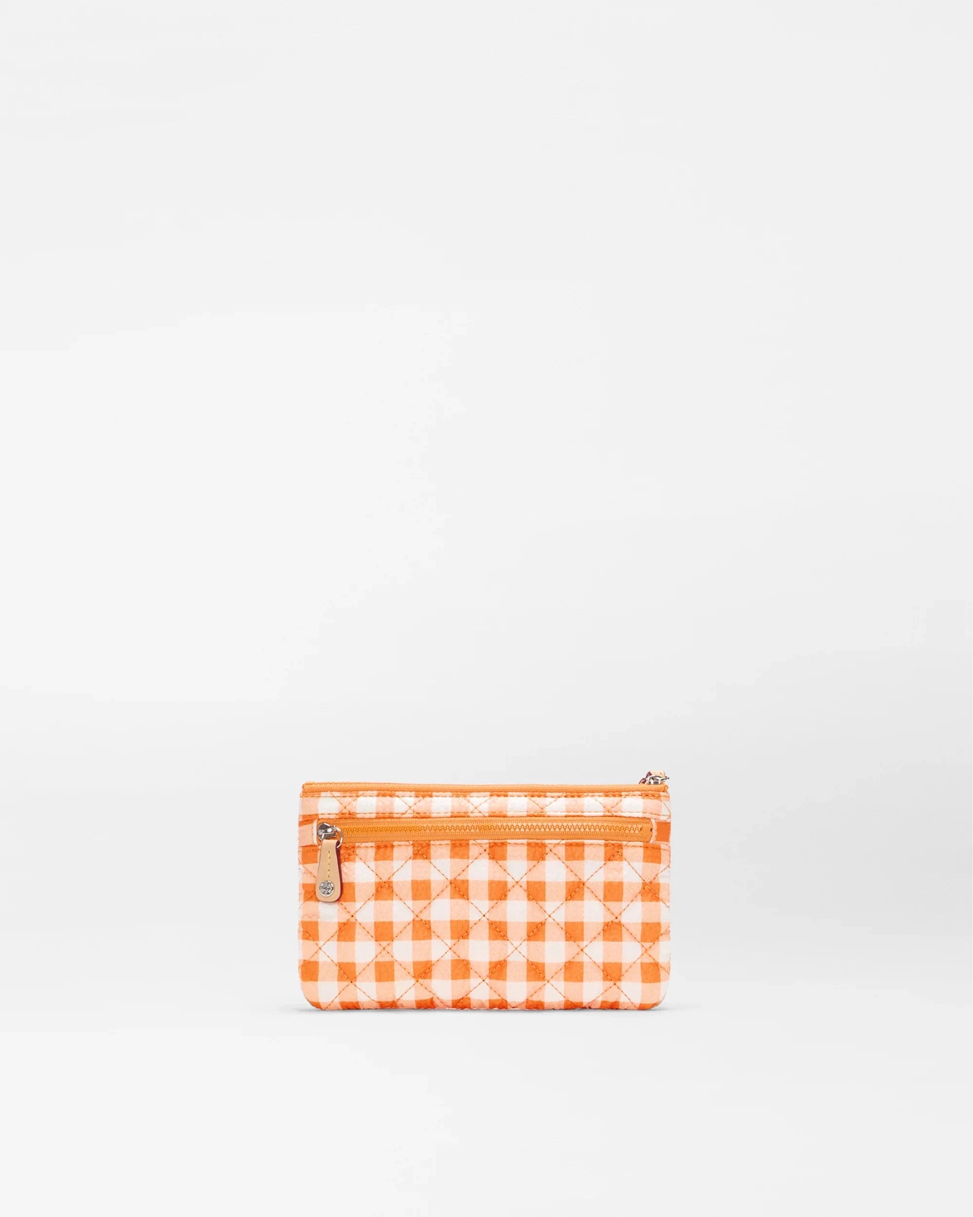 Flat Metro Wristlet Sunset Orange Gingham Wallets MZ Wallace 