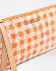 Flat Metro Wristlet Sunset Orange Gingham Wallets MZ Wallace 