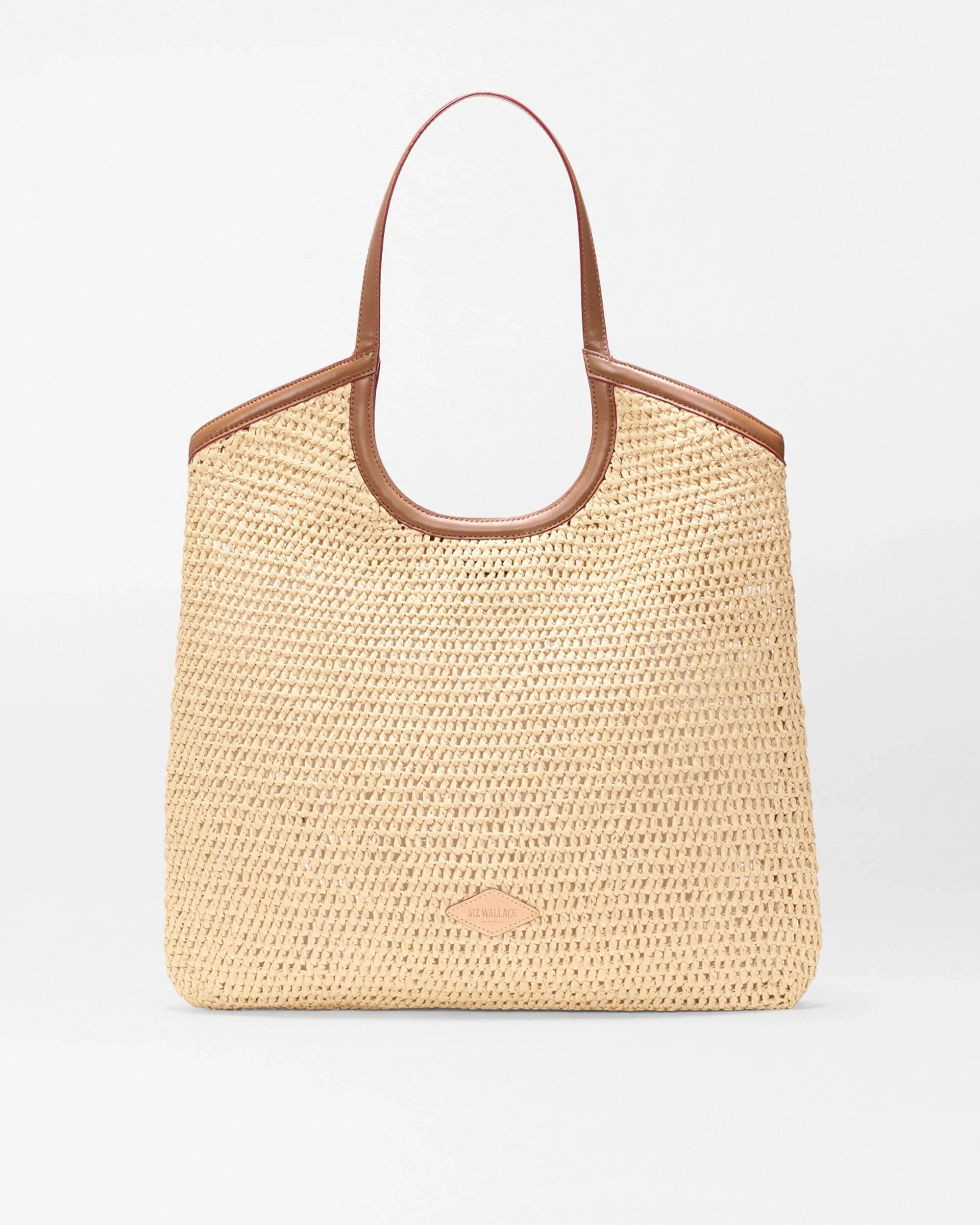 Large Crochet Georgica Tote Camel Crochet Tote & Satchel MZ Wallace 