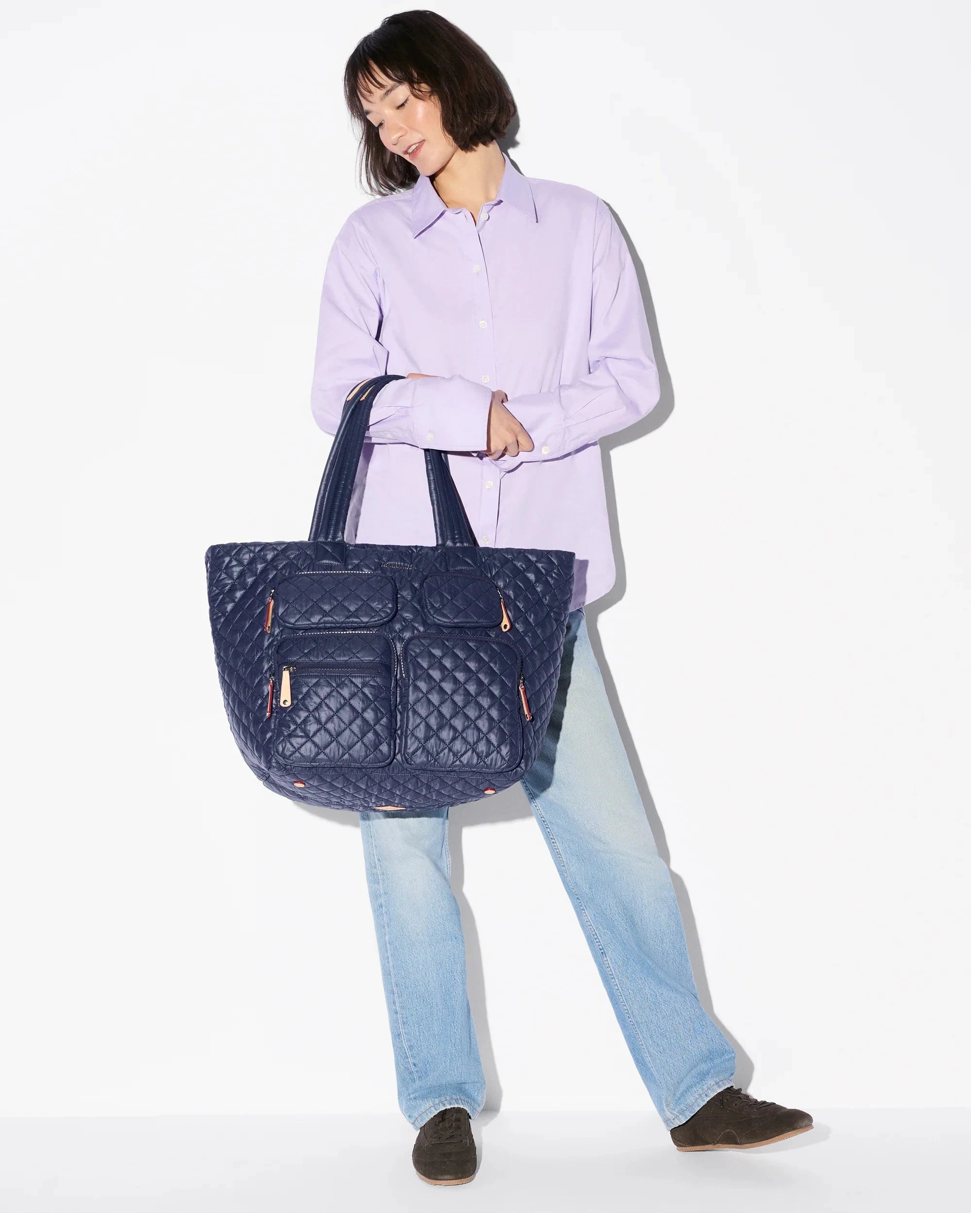 Large Metro Travel Tote Navy Tote & Satchel MZ Wallace 