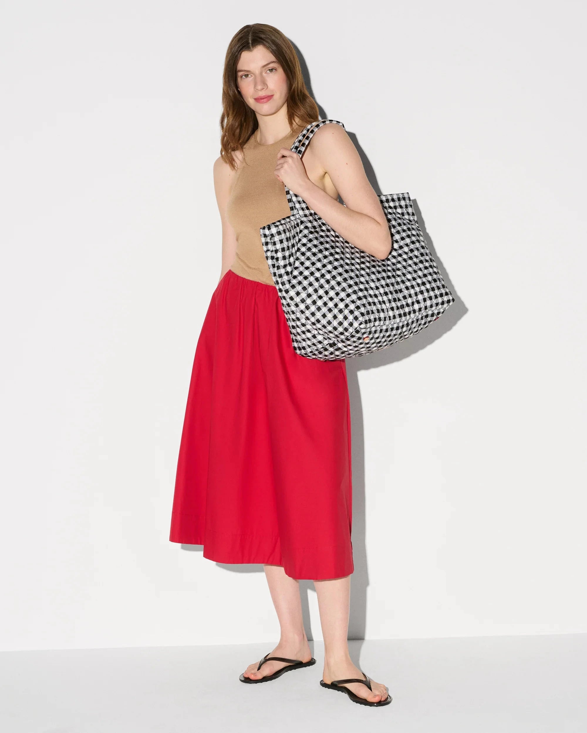 Large Metro Tote Deluxe Black/White Gingham Tote & Satchel MZ Wallace 