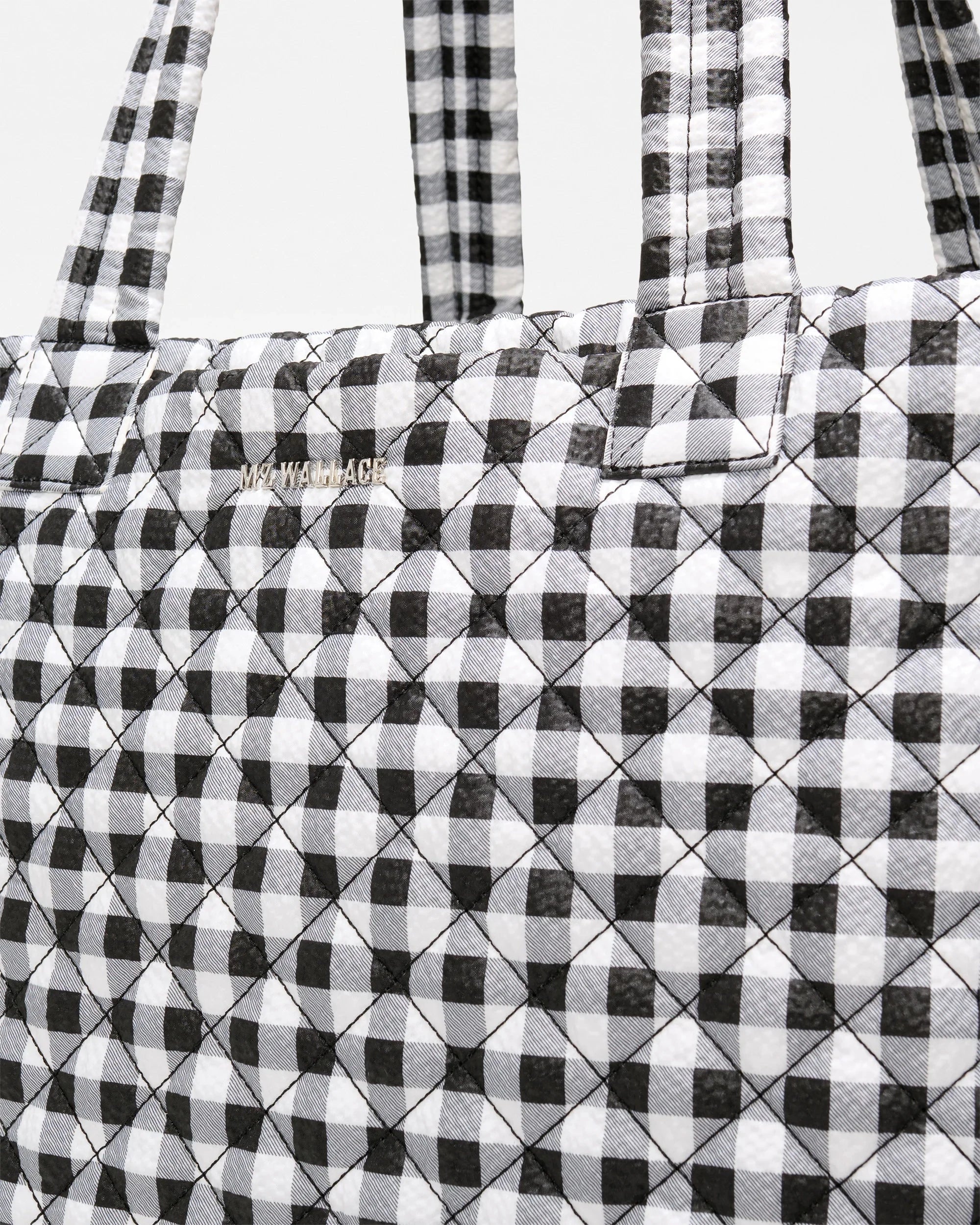Large Metro Tote Deluxe Black/White Gingham Tote & Satchel MZ Wallace 