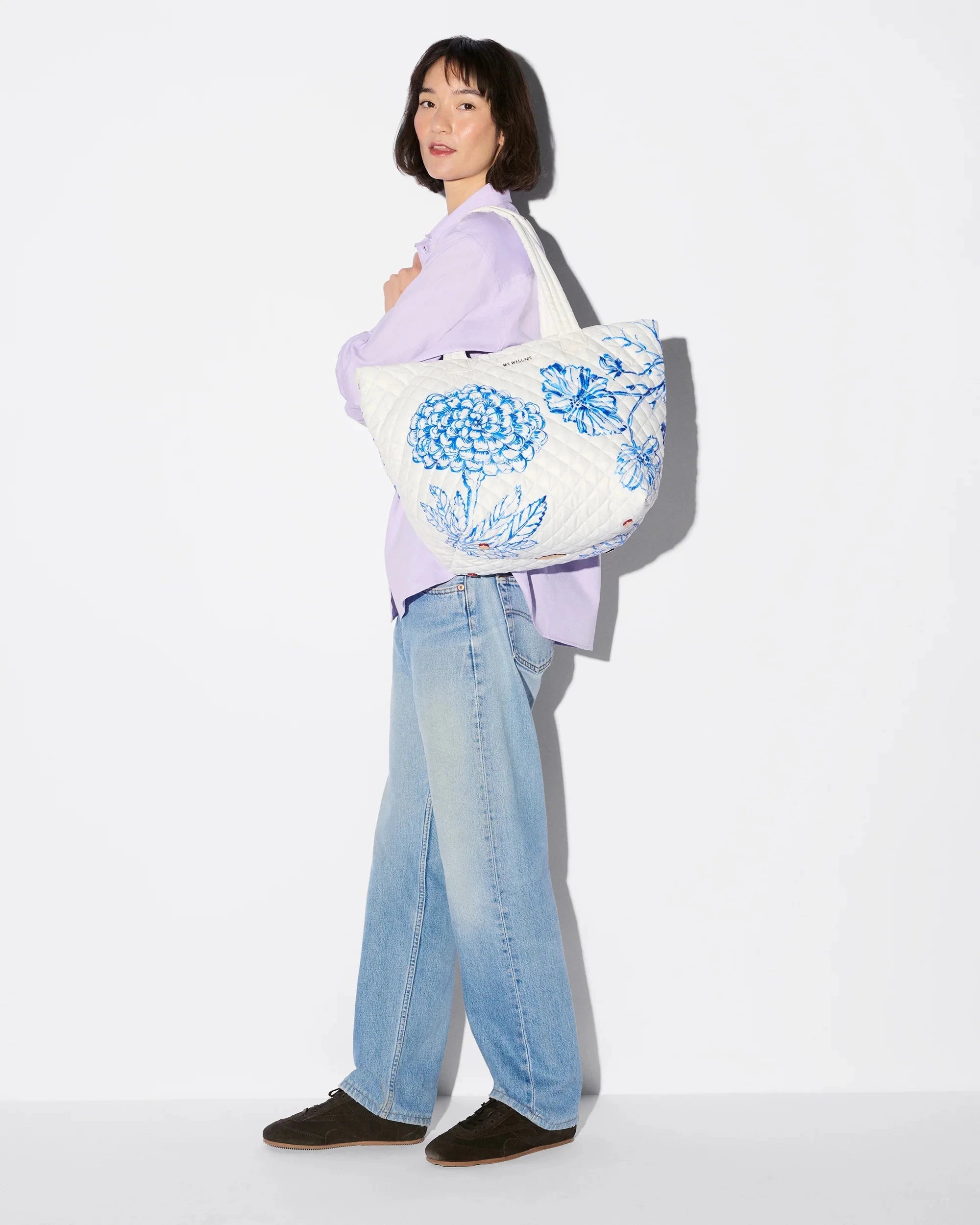 Medium Metro Tote Deluxe Porcelain Blue/Floral Tote & Satchel MZ Wallace 