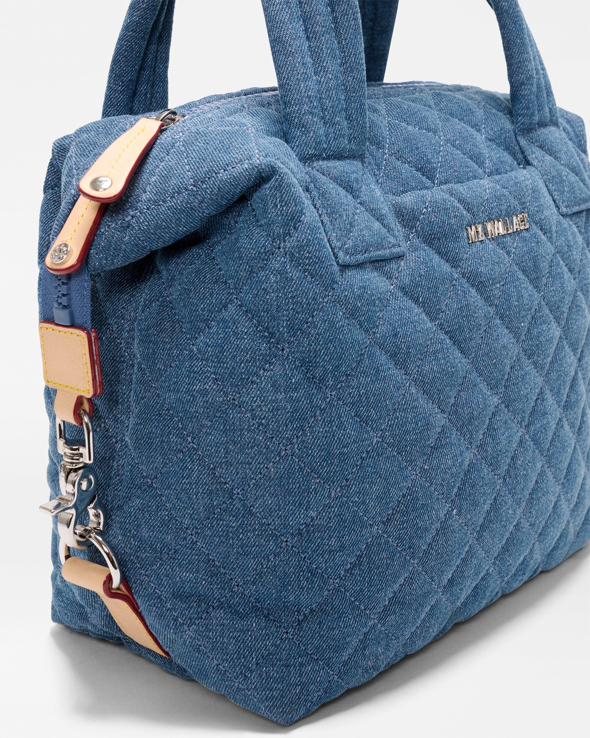 Small Sutton Deluxe True Blue Denim Tote & Satchel MZ Wallace 