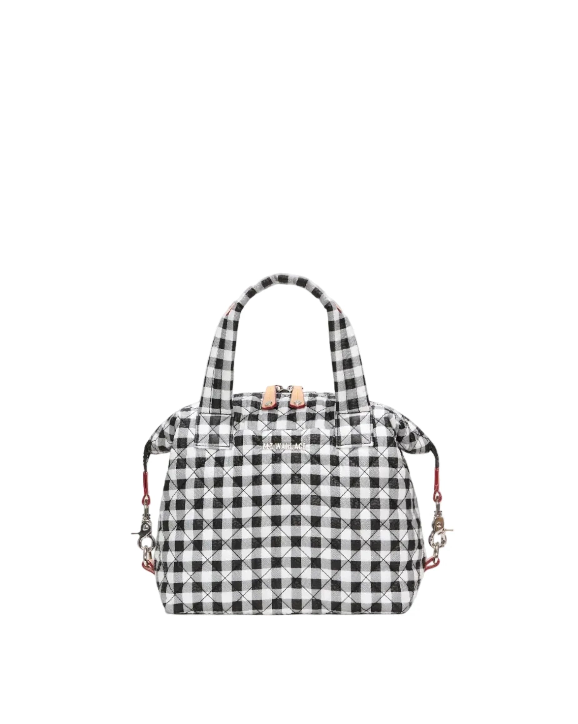 Small Sutton Deluxe Black/White Gingham Tote & Satchel MZ Wallace 