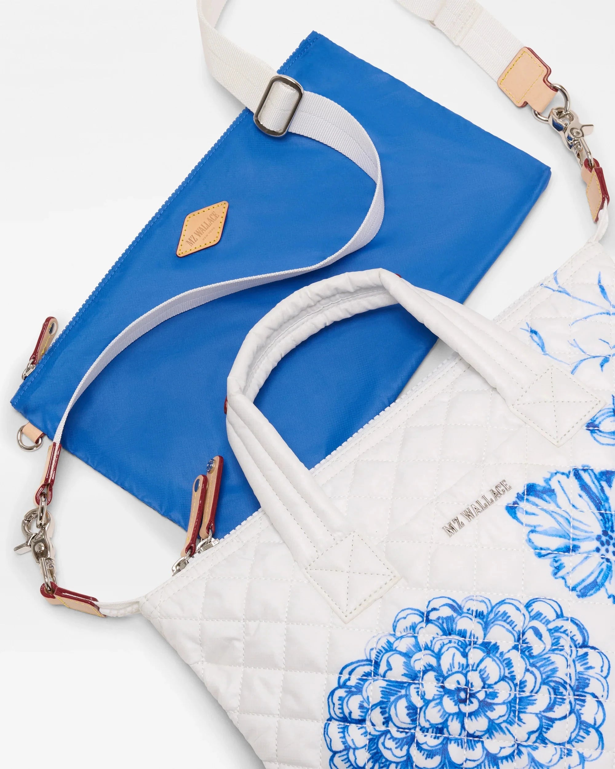 Small Sutton Deluxe Porcelain Blue/Floral Tote & Satchel MZ Wallace 