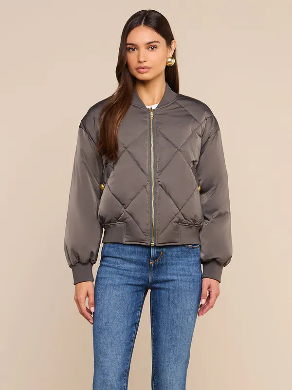 Violeta Reversible Puffer Grey Olive/Charcoal Herringbone