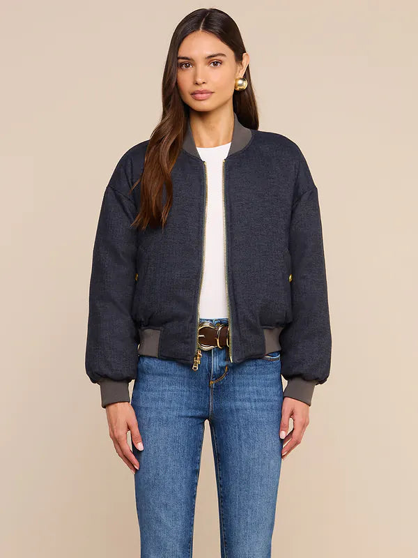 Violeta Reversible Puffer Grey Olive/Charcoal Herringbone