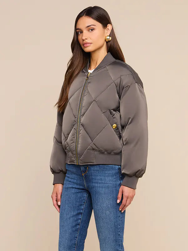 Violeta Reversible Puffer Grey Olive/Charcoal Herringbone
