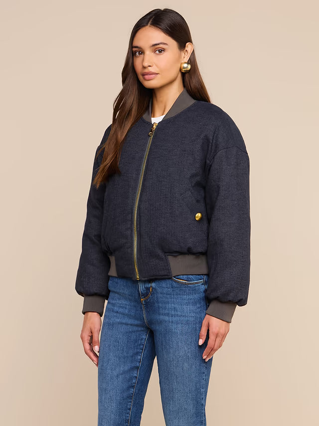 Violeta Reversible Puffer Grey Olive/Charcoal Herringbone