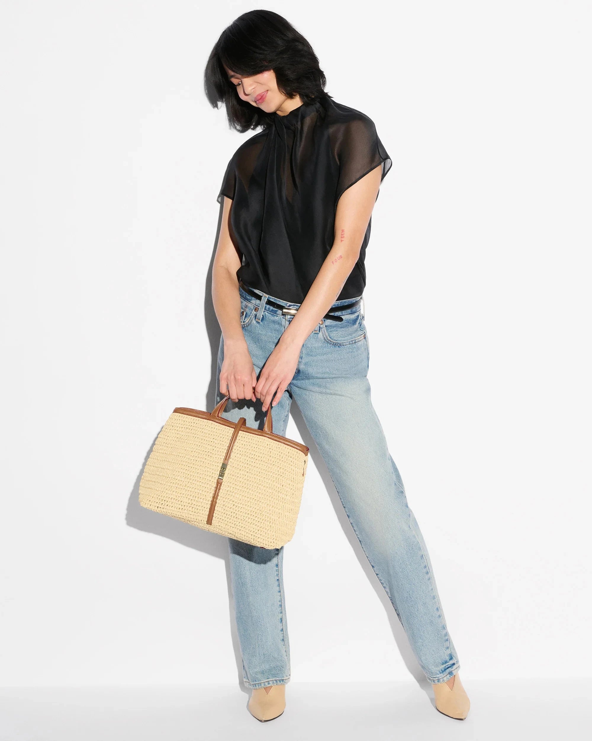 Medium Crochet Top Handle Camel Crochet Crossbody MZ Wallace 