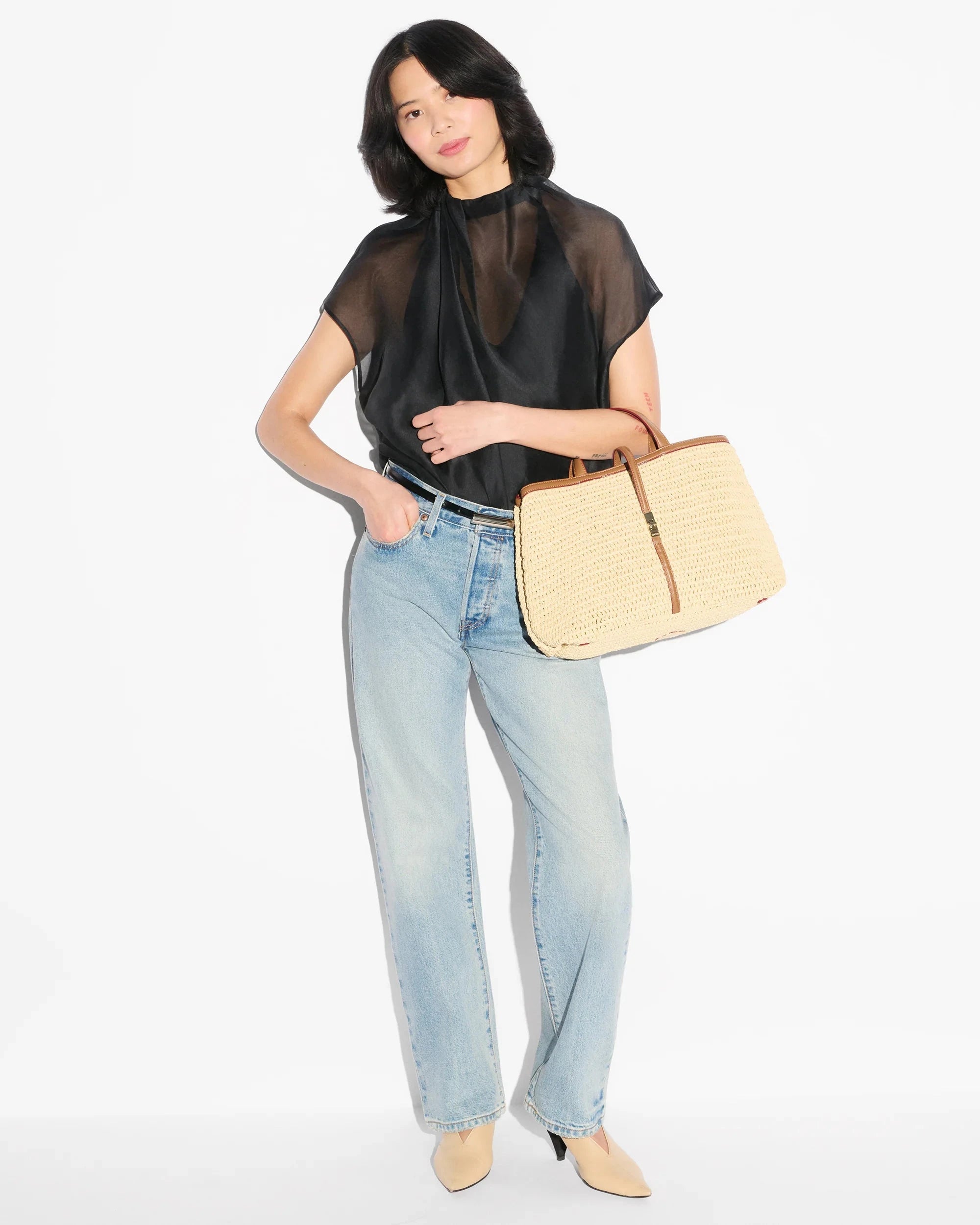 Medium Crochet Top Handle Camel Crochet Crossbody MZ Wallace 