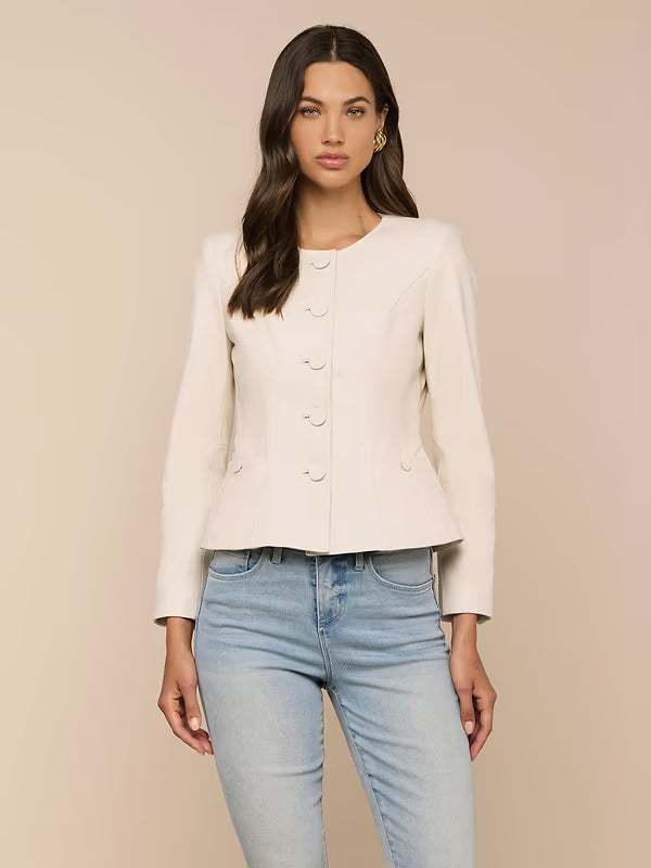 Mariella Collarless Leather Blazer Jackets - Blazers L'Agence 