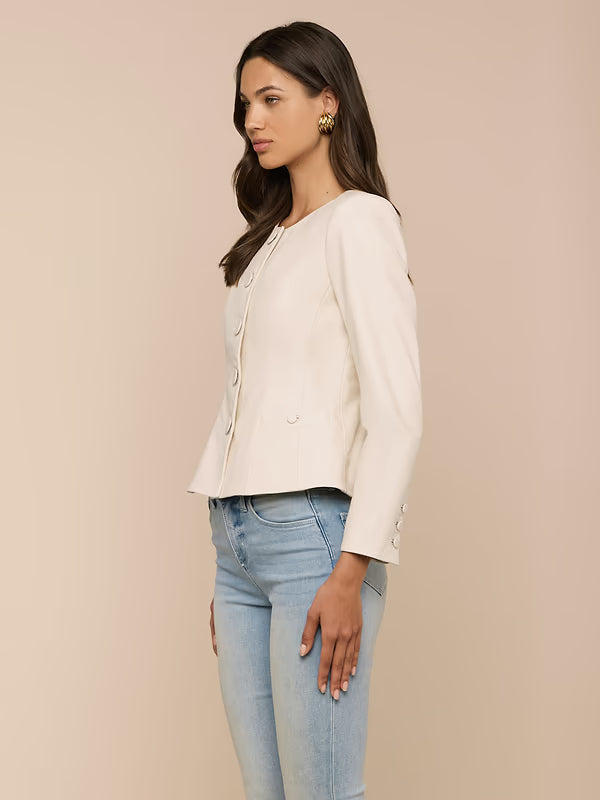 Mariella Collarless Leather Blazer Jackets - Blazers L'Agence 