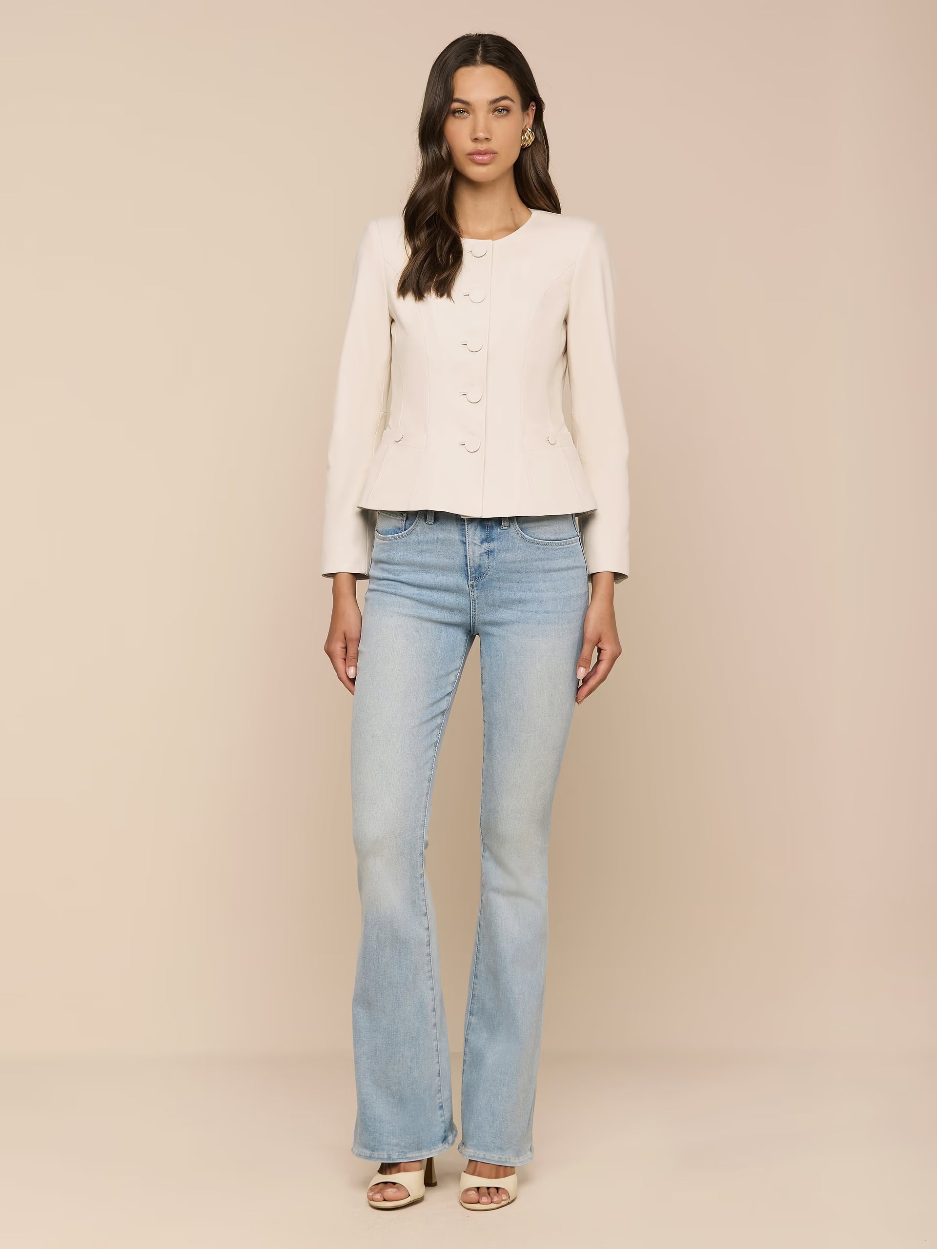 Mariella Collarless Leather Blazer Jackets - Blazers L'Agence 