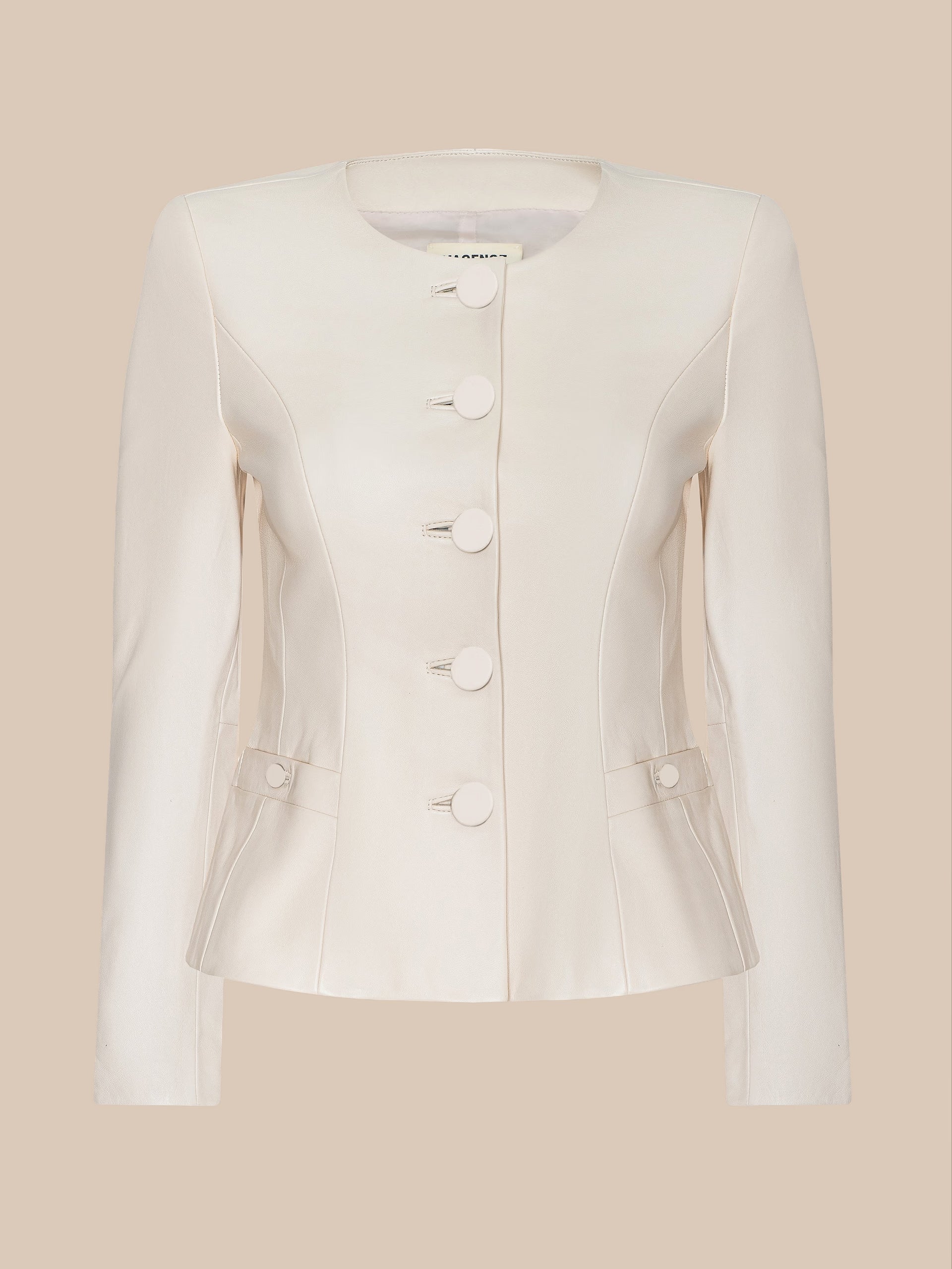 Mariella Collarless Leather Blazer Jackets - Blazers L'Agence 
