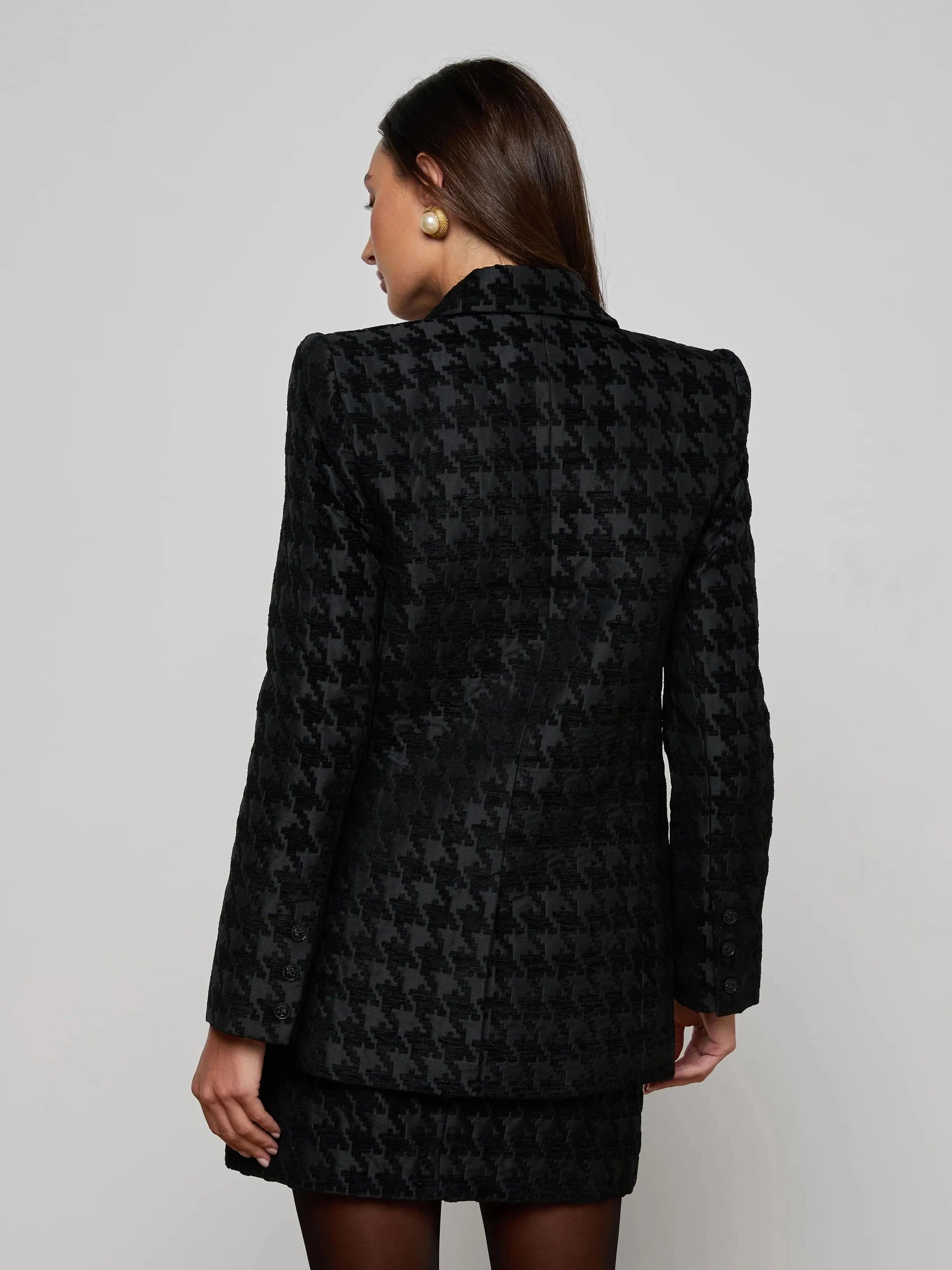 Cambrie Oversized Blazer Black/Black Houndstooth Jackets - Blazers L'Agence 
