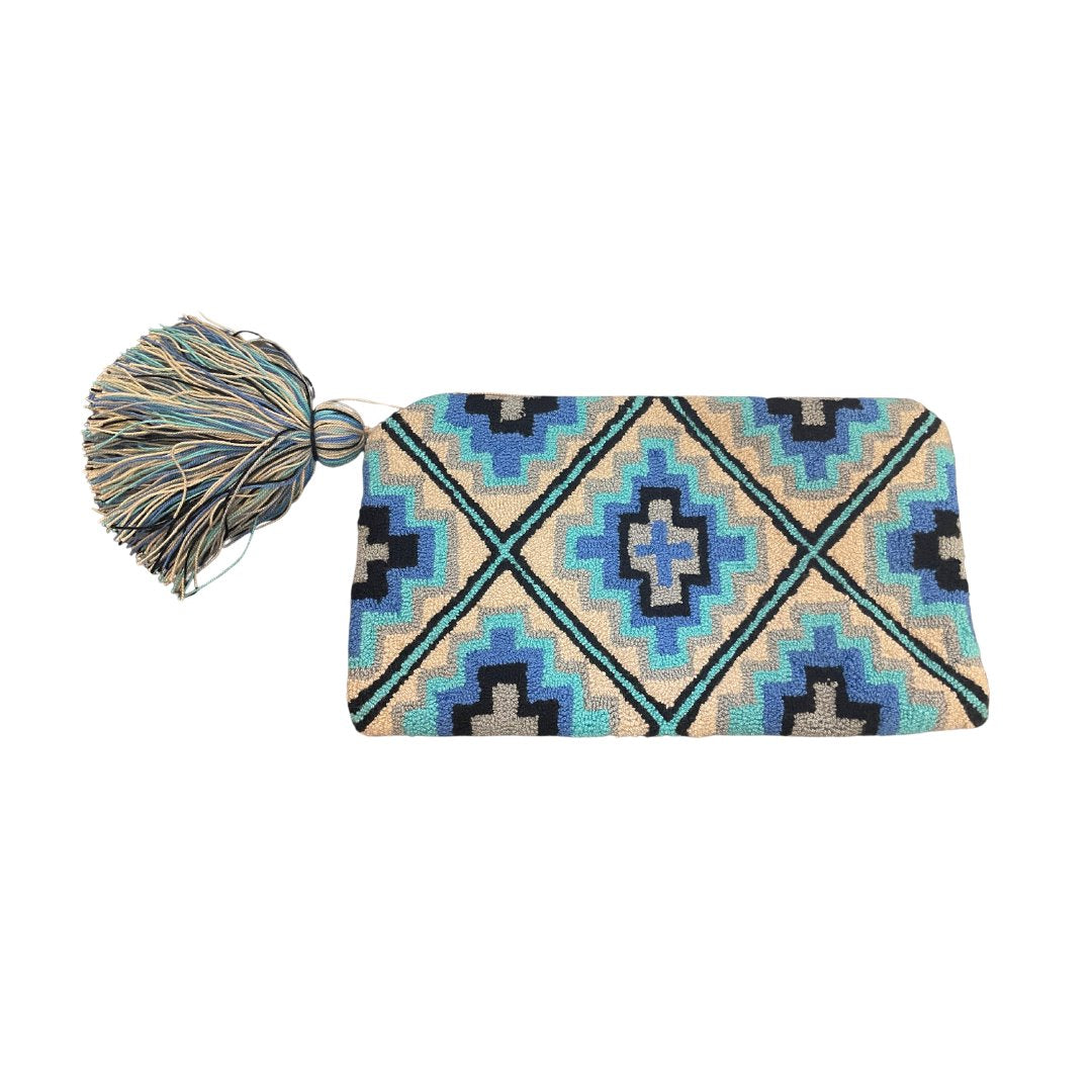 POM POM Clutch With Print Blue Clutch Le Pom Pom 